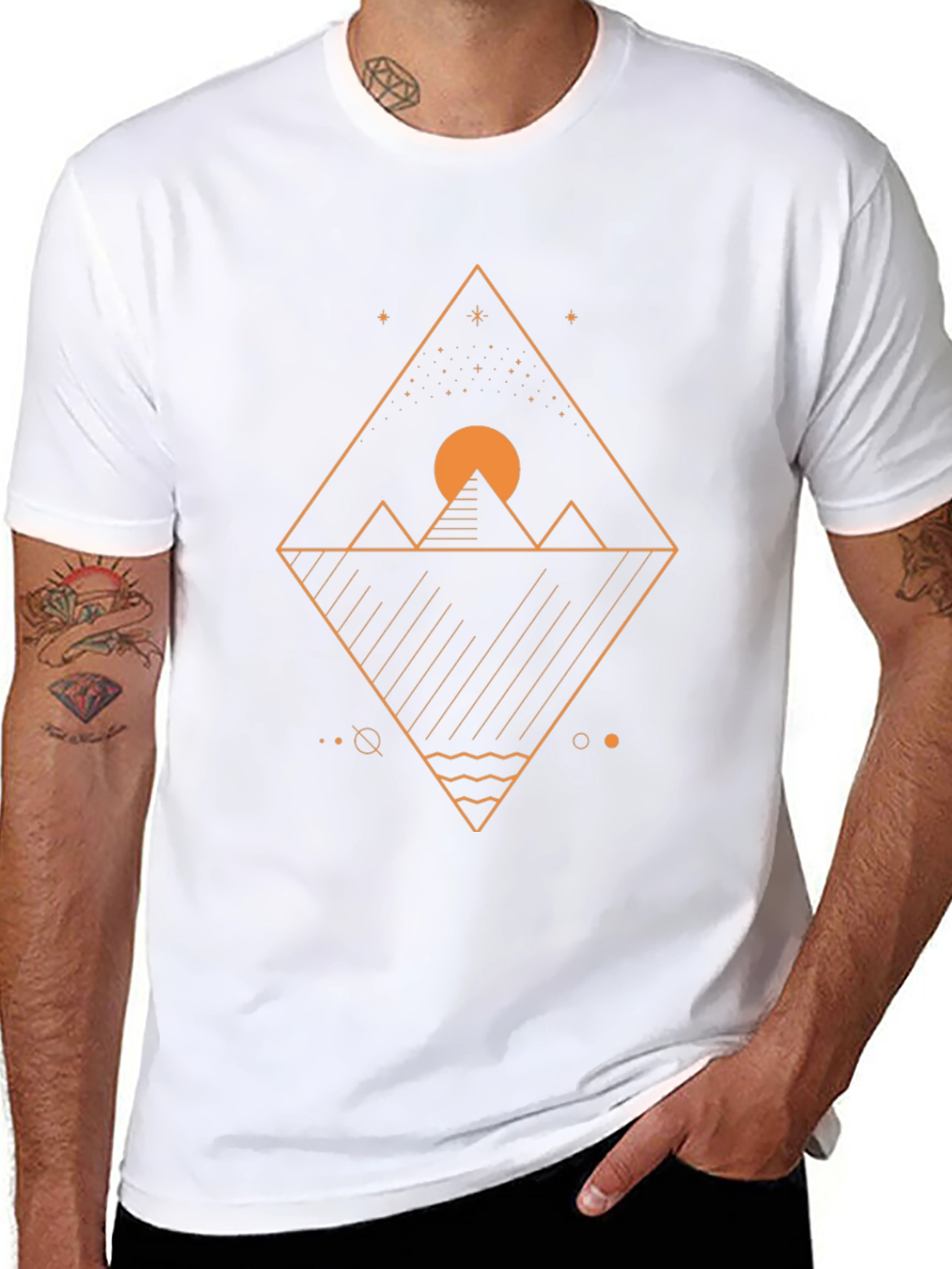Geometric Pyramid Graphic Tee - Black