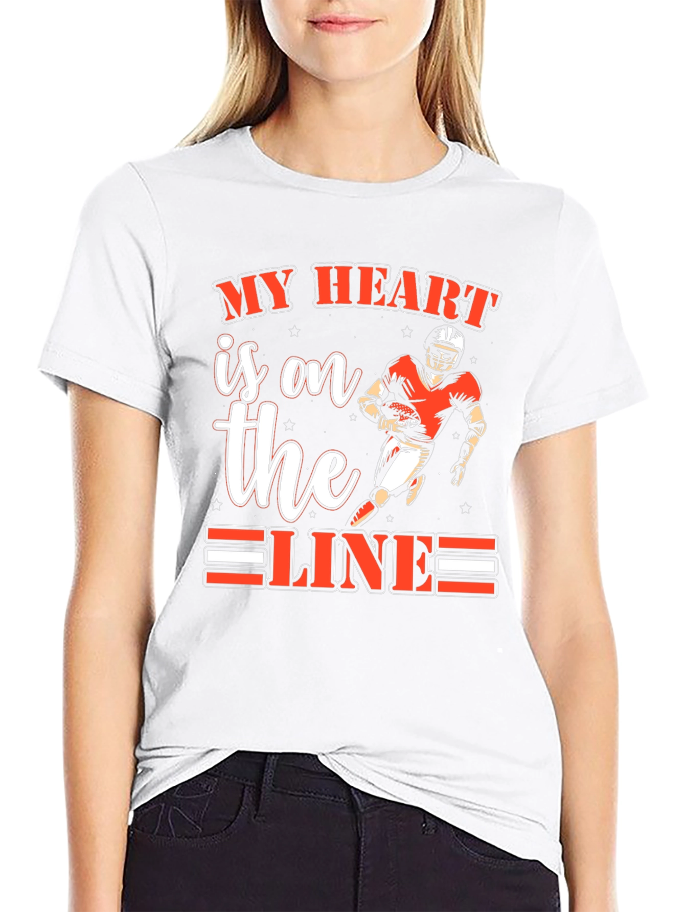 My Heart Is On The Line Football T-Shirt