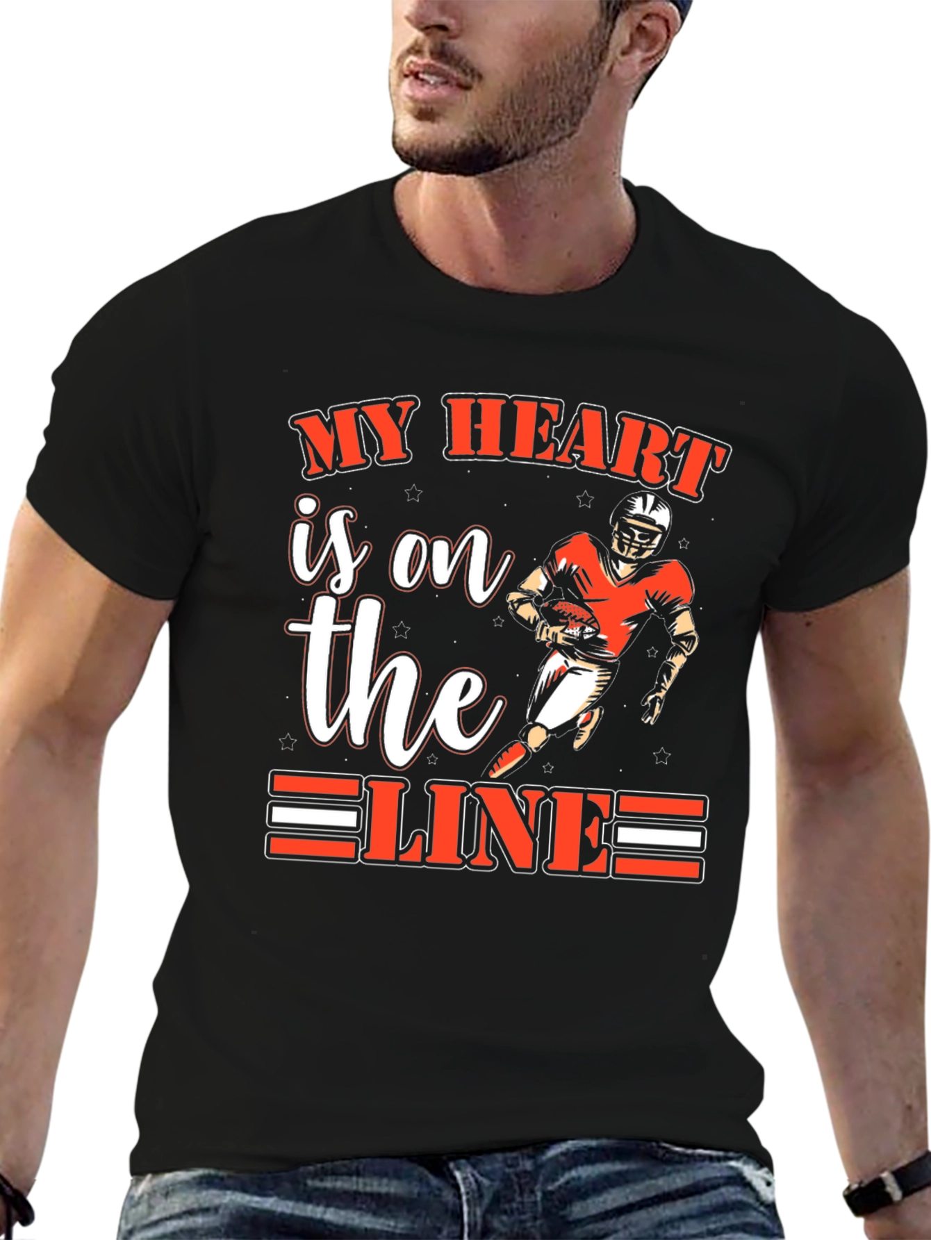 My Heart Is On The Line Football T-Shirt