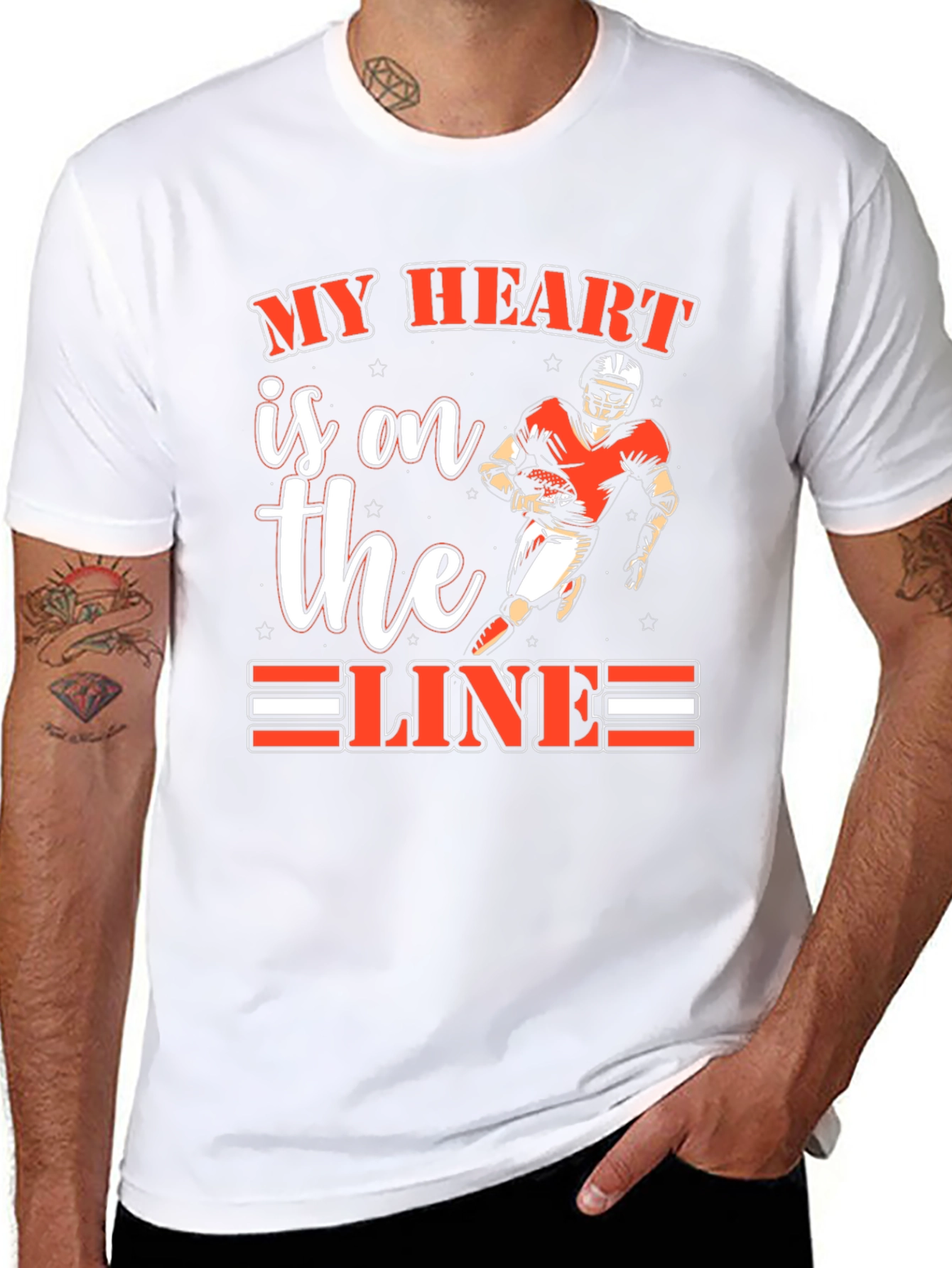 My Heart Is On The Line Football T-Shirt