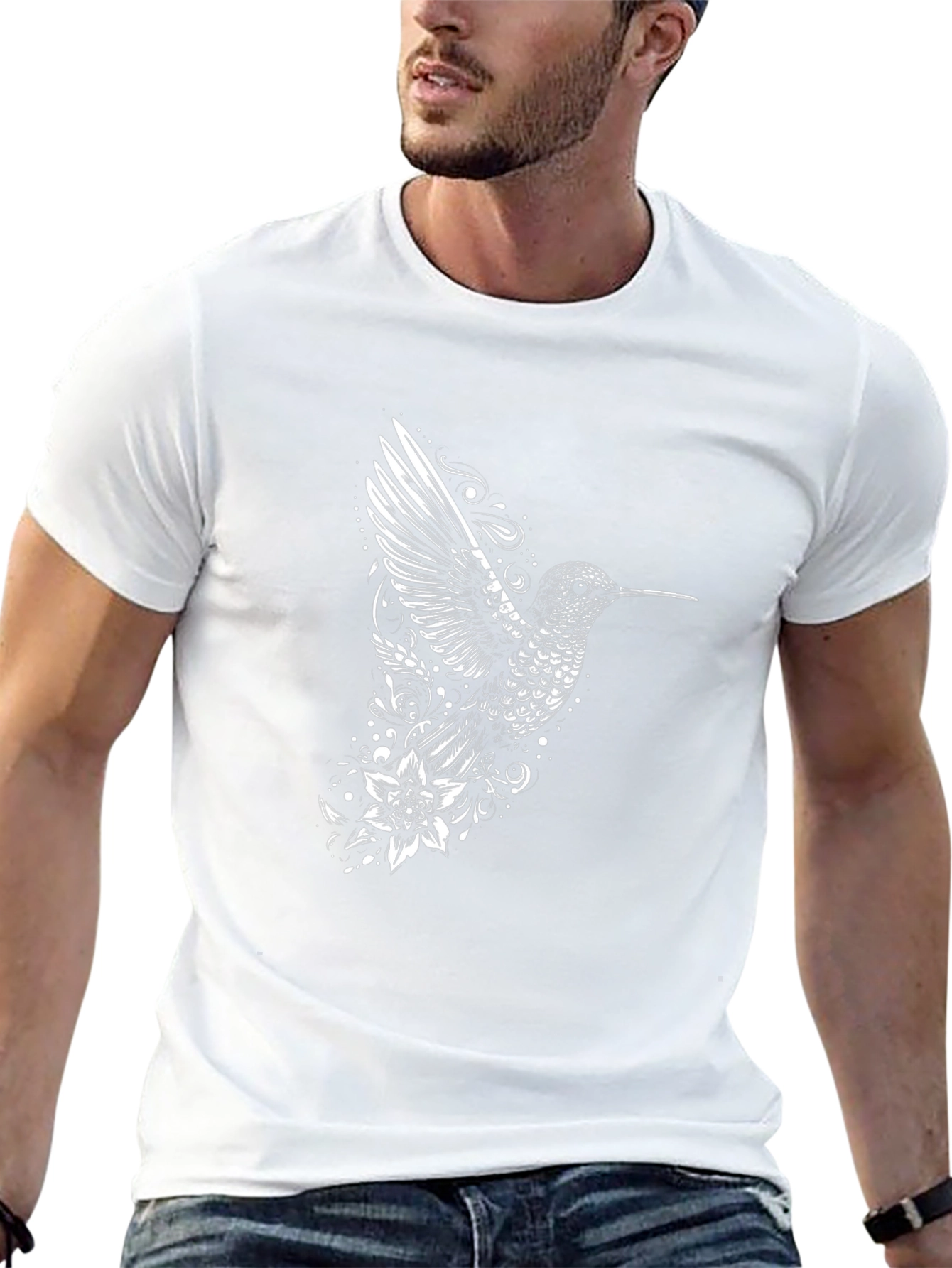 Hummingbird Floral Graphic Tee - Black