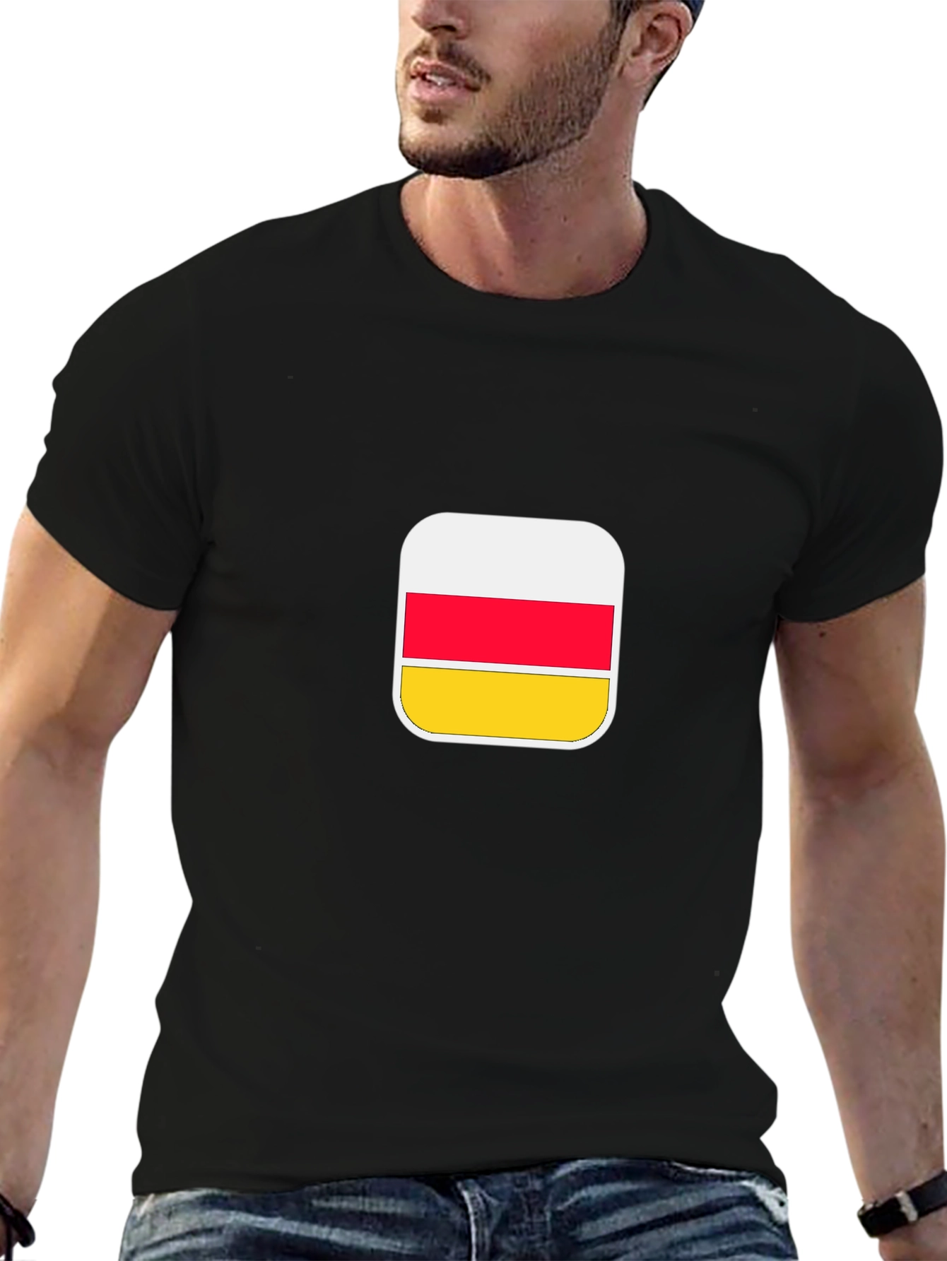 South Ossetia Flag Graphic Tee - Black