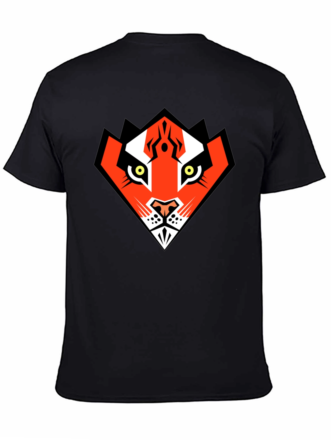 Geometric Tiger Graphic Print Mens Black T-Shirt