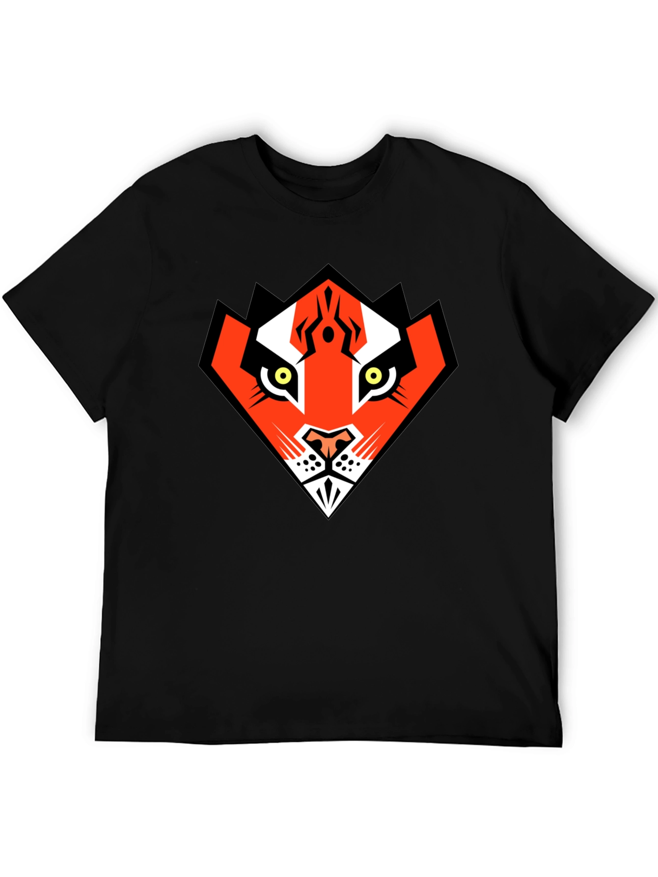Geometric Tiger Graphic Print Mens Black T-Shirt