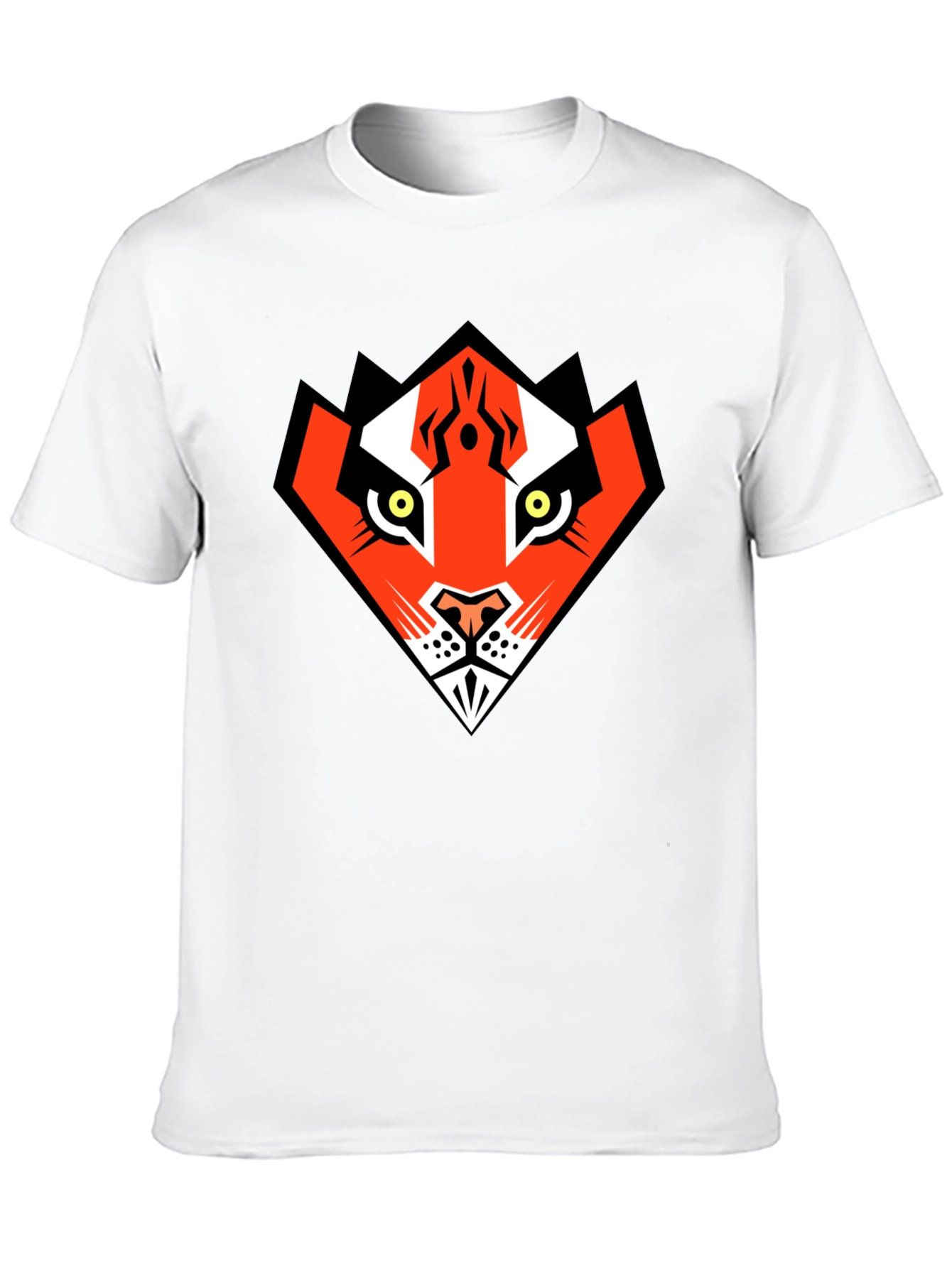 Geometric Tiger Graphic Print Mens Black T-Shirt