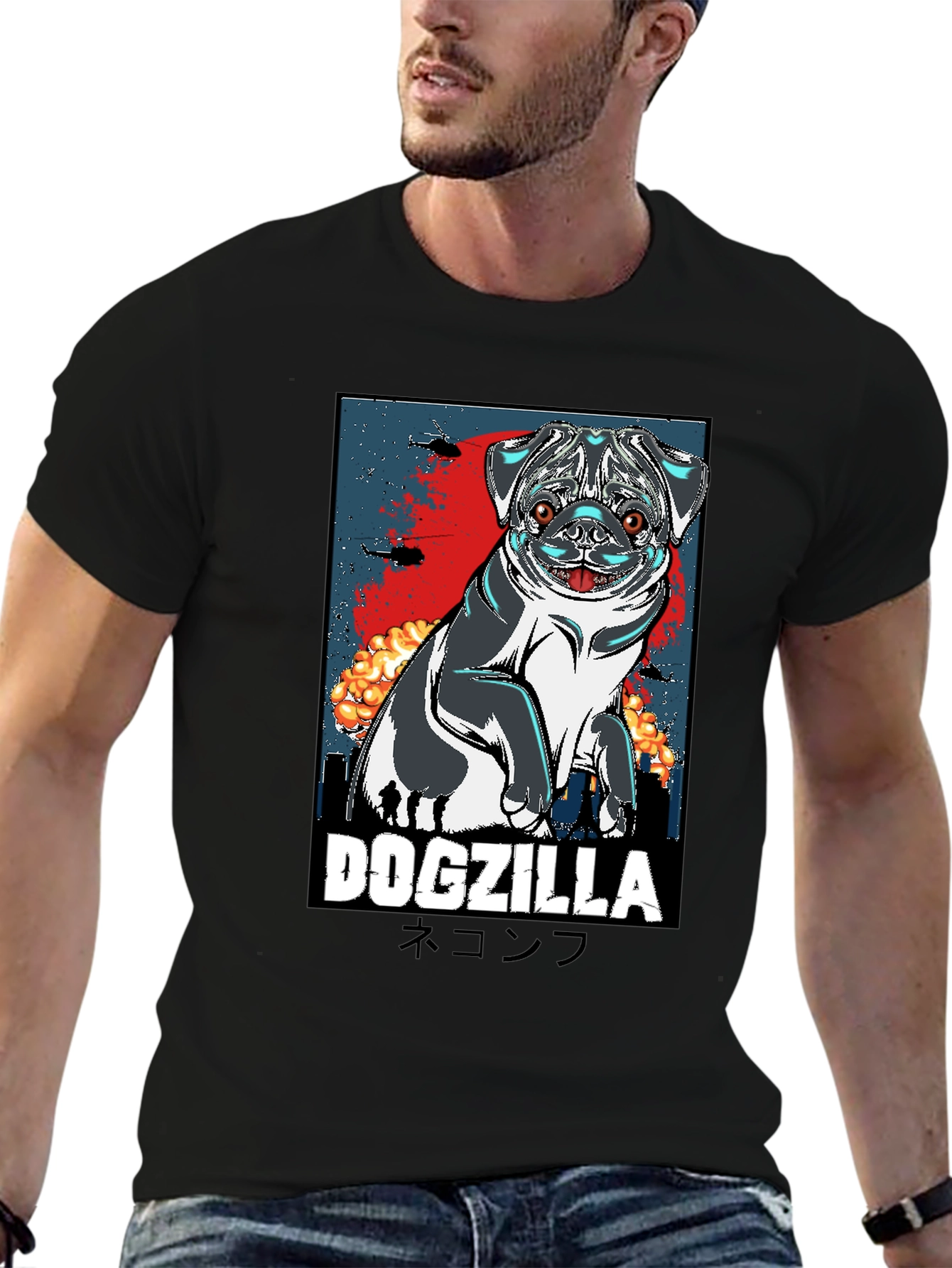 Dogzilla Graphic Tee - Pugzilla Funny T-Shirt