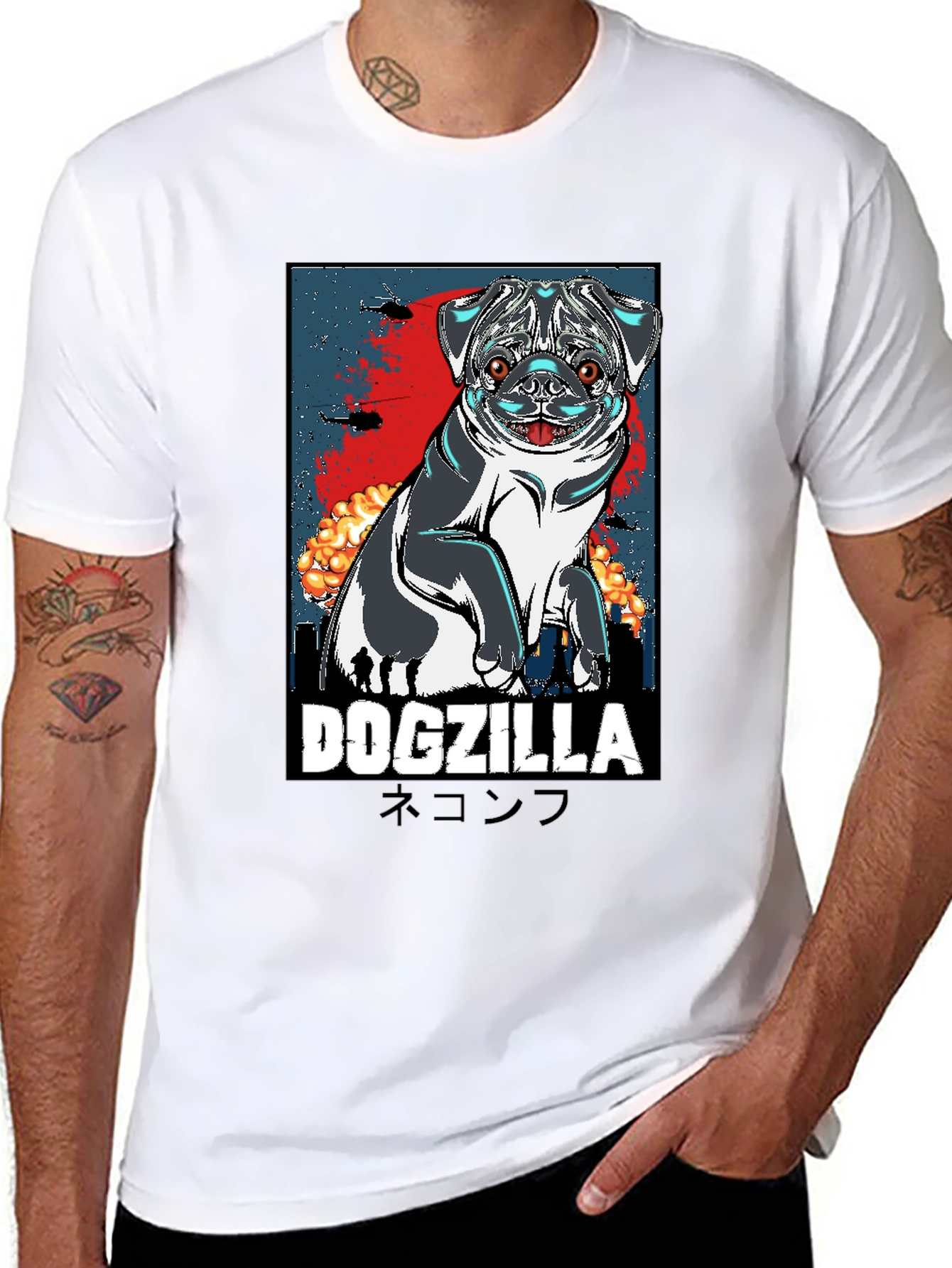 Dogzilla Graphic Tee - Pugzilla Funny T-Shirt
