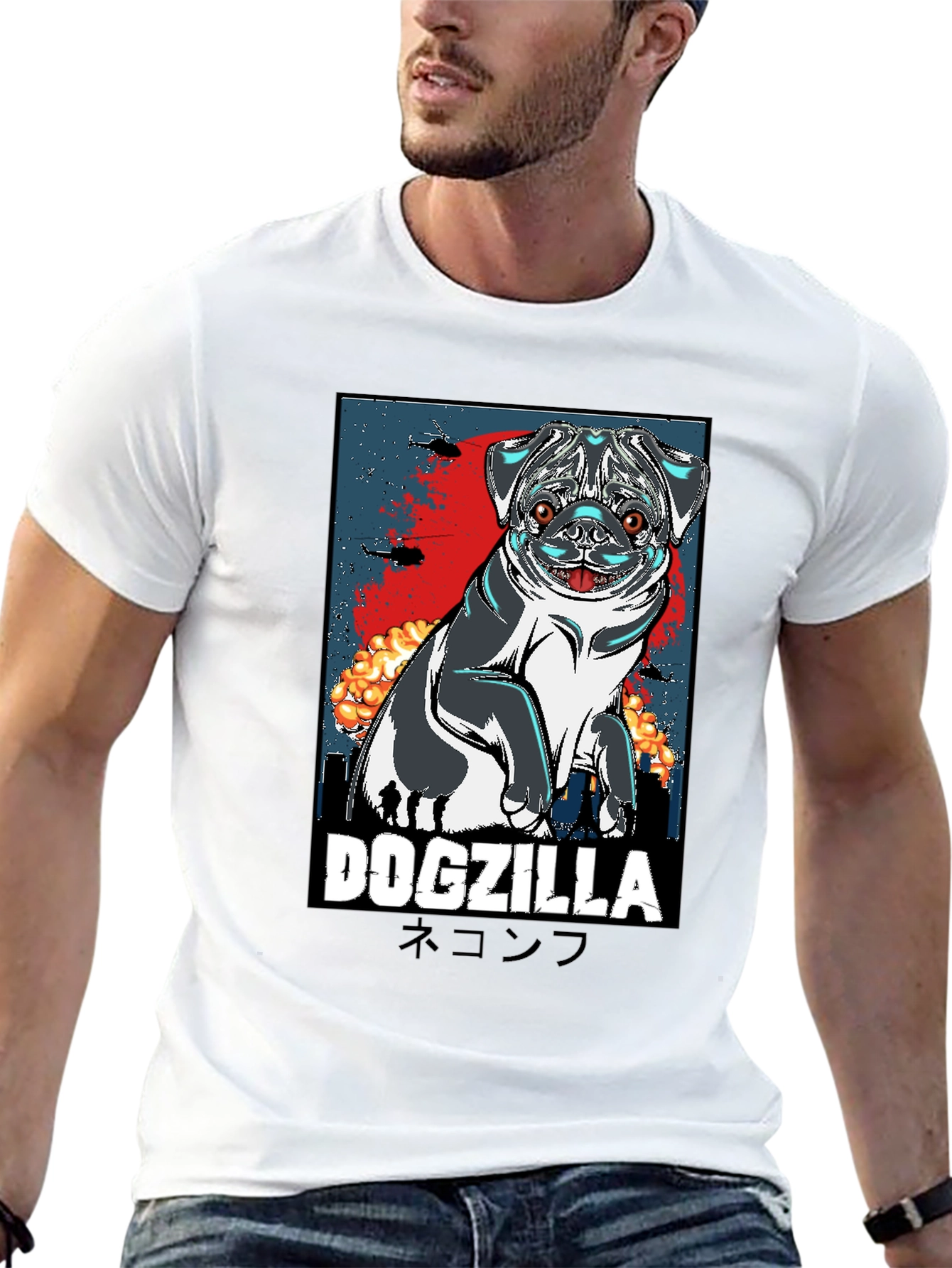Dogzilla Graphic Tee - Pugzilla Funny T-Shirt