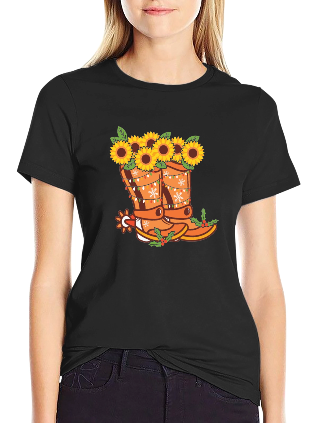 Sunflower Cowboy Boots Graphic Tee