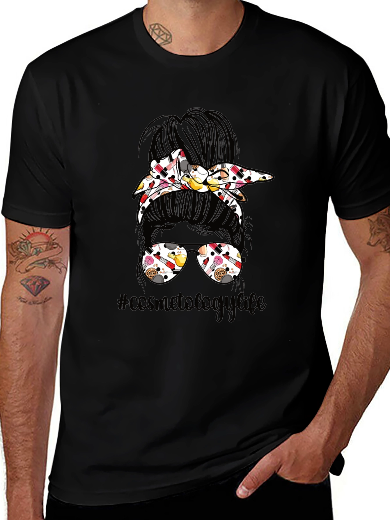 Cosmetology Life Messy Bun T-Shirt