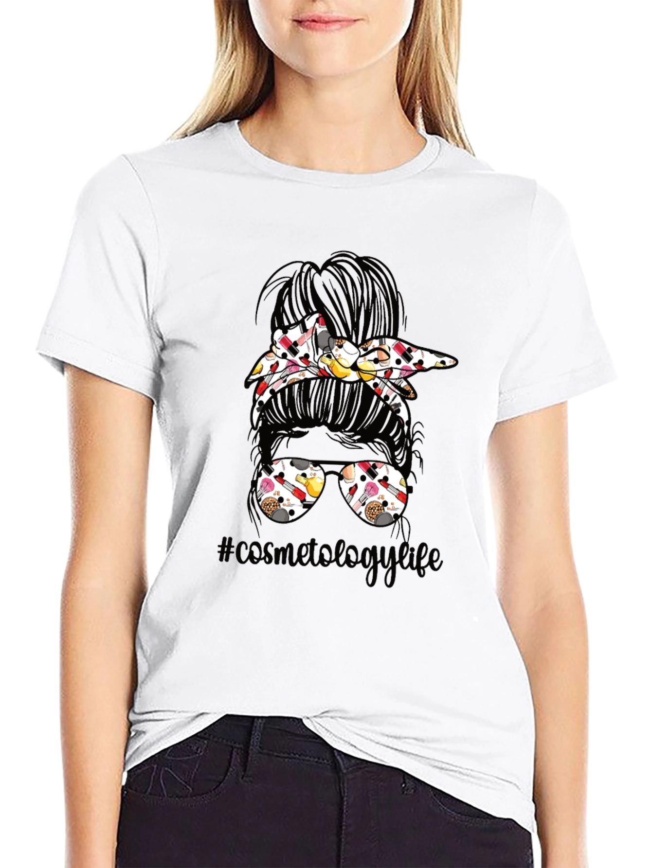 Cosmetology Life Messy Bun T-Shirt