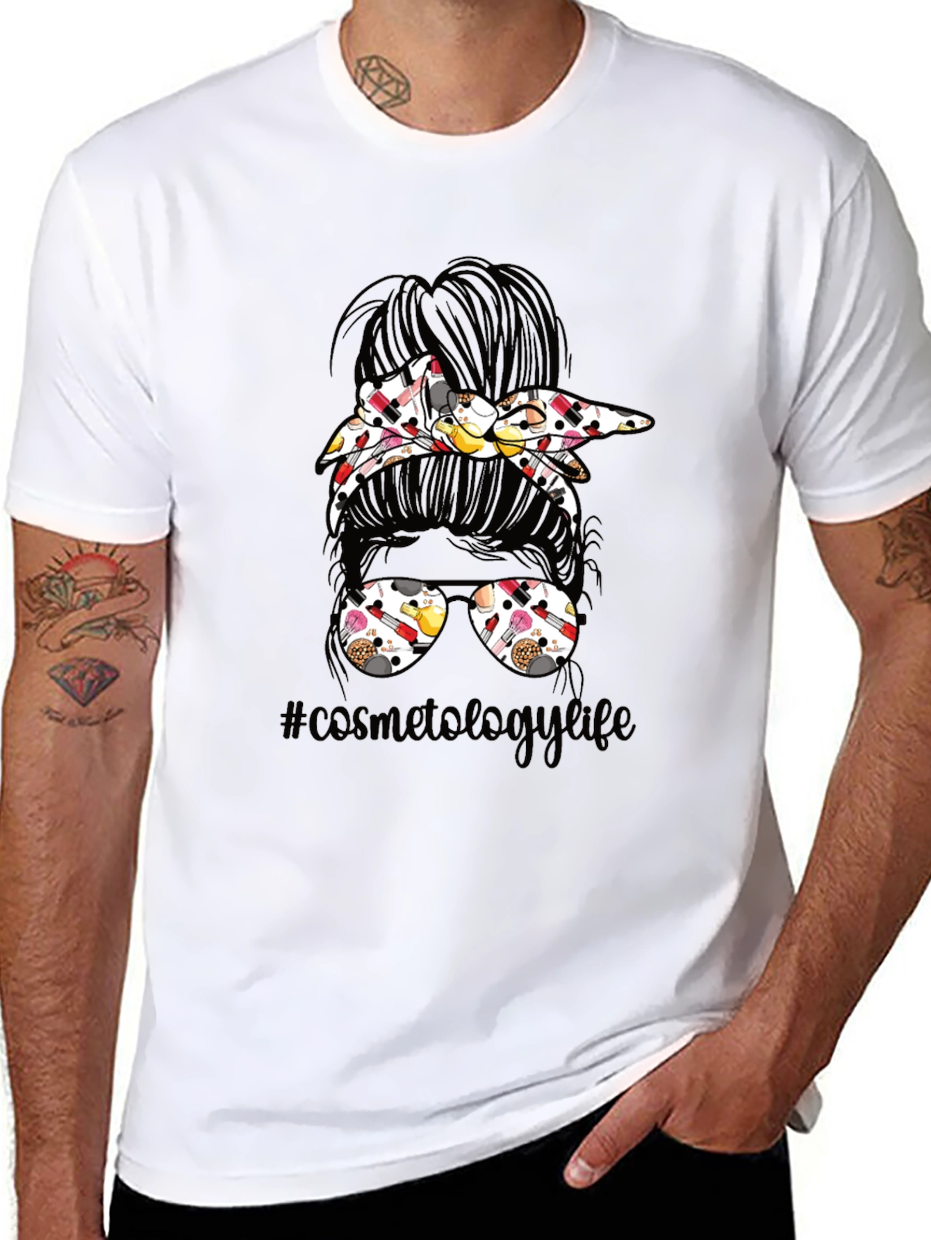 Cosmetology Life Messy Bun T-Shirt