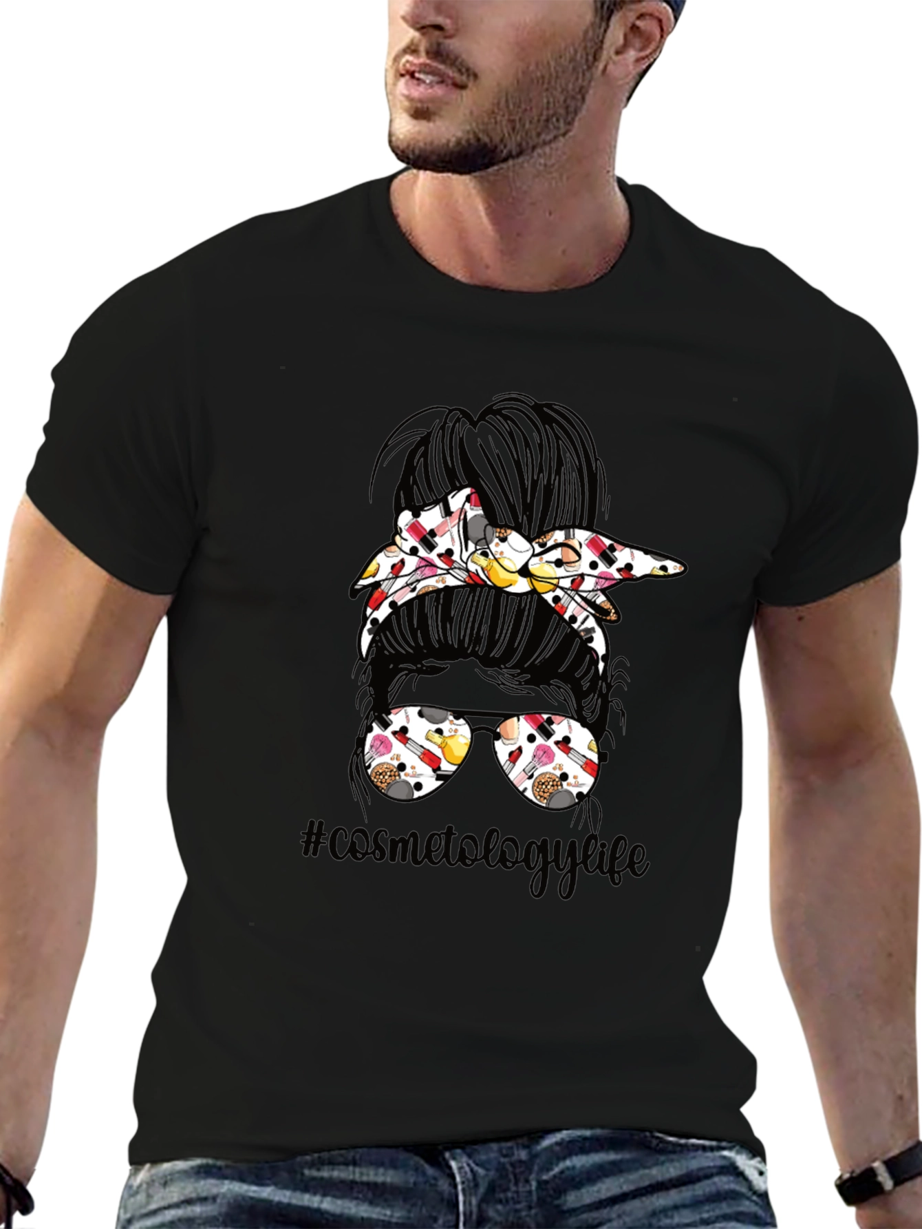Cosmetology Life Messy Bun T-Shirt