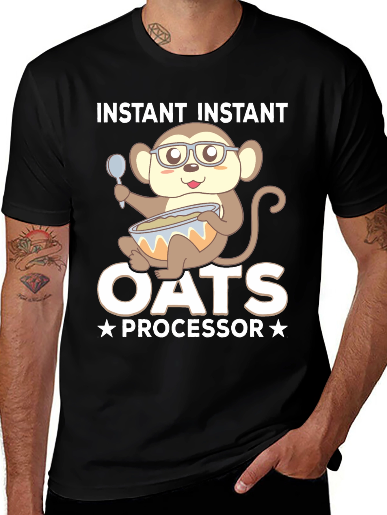 Instant Oats Processor Funny Monkey T-Shirt