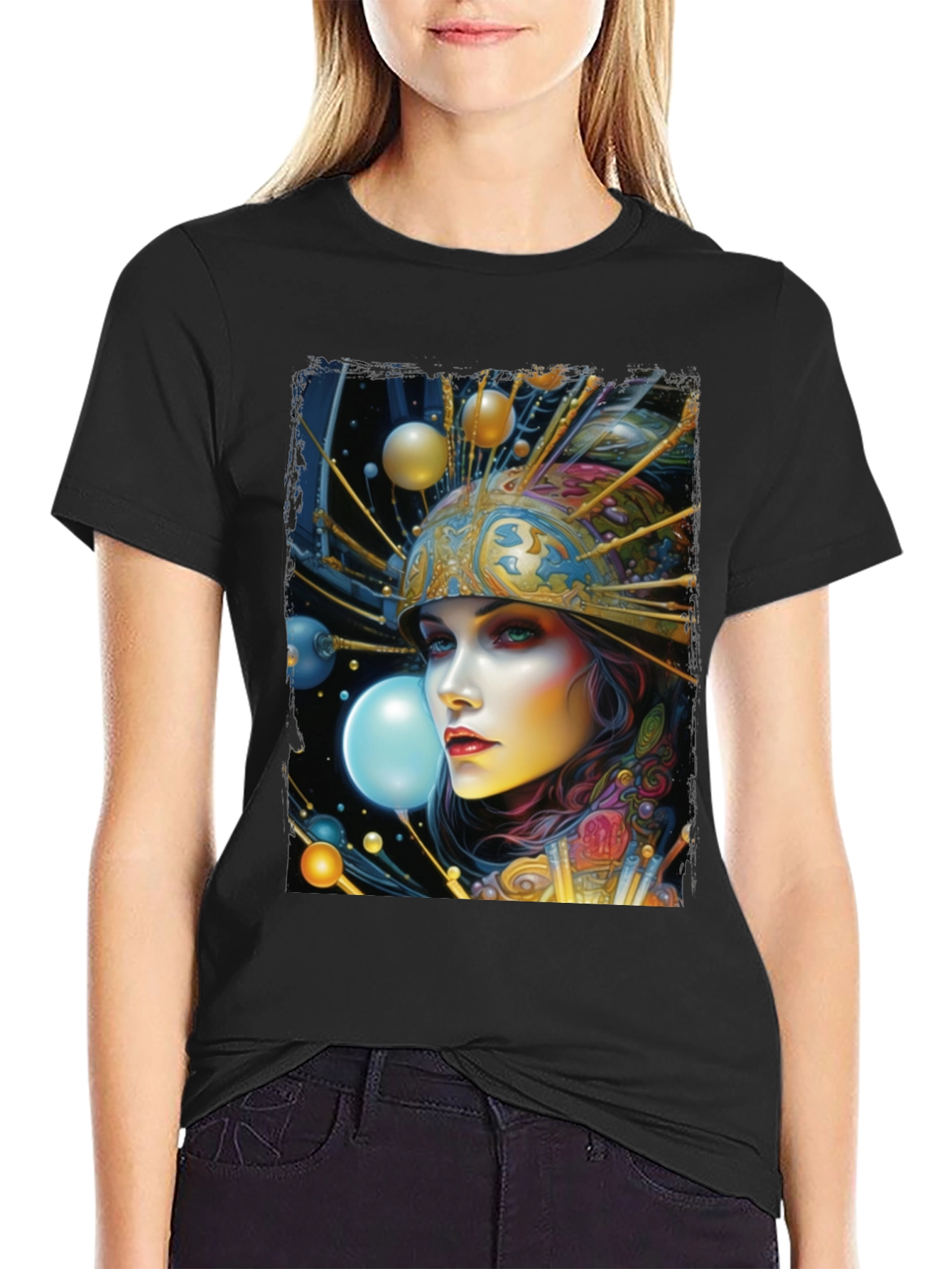 Surreal Woman Graphic Tee - Black