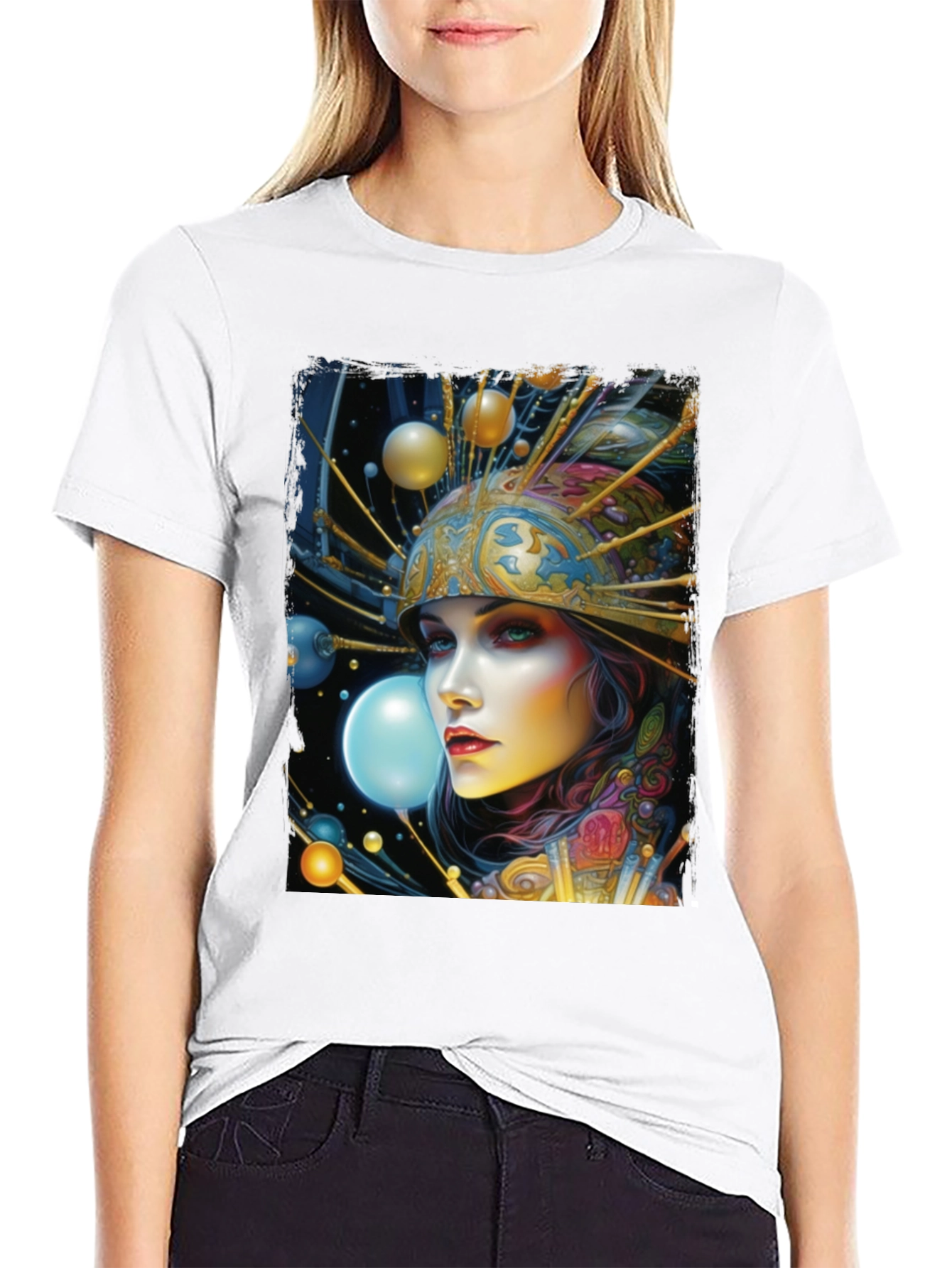 Surreal Woman Graphic Tee - Black