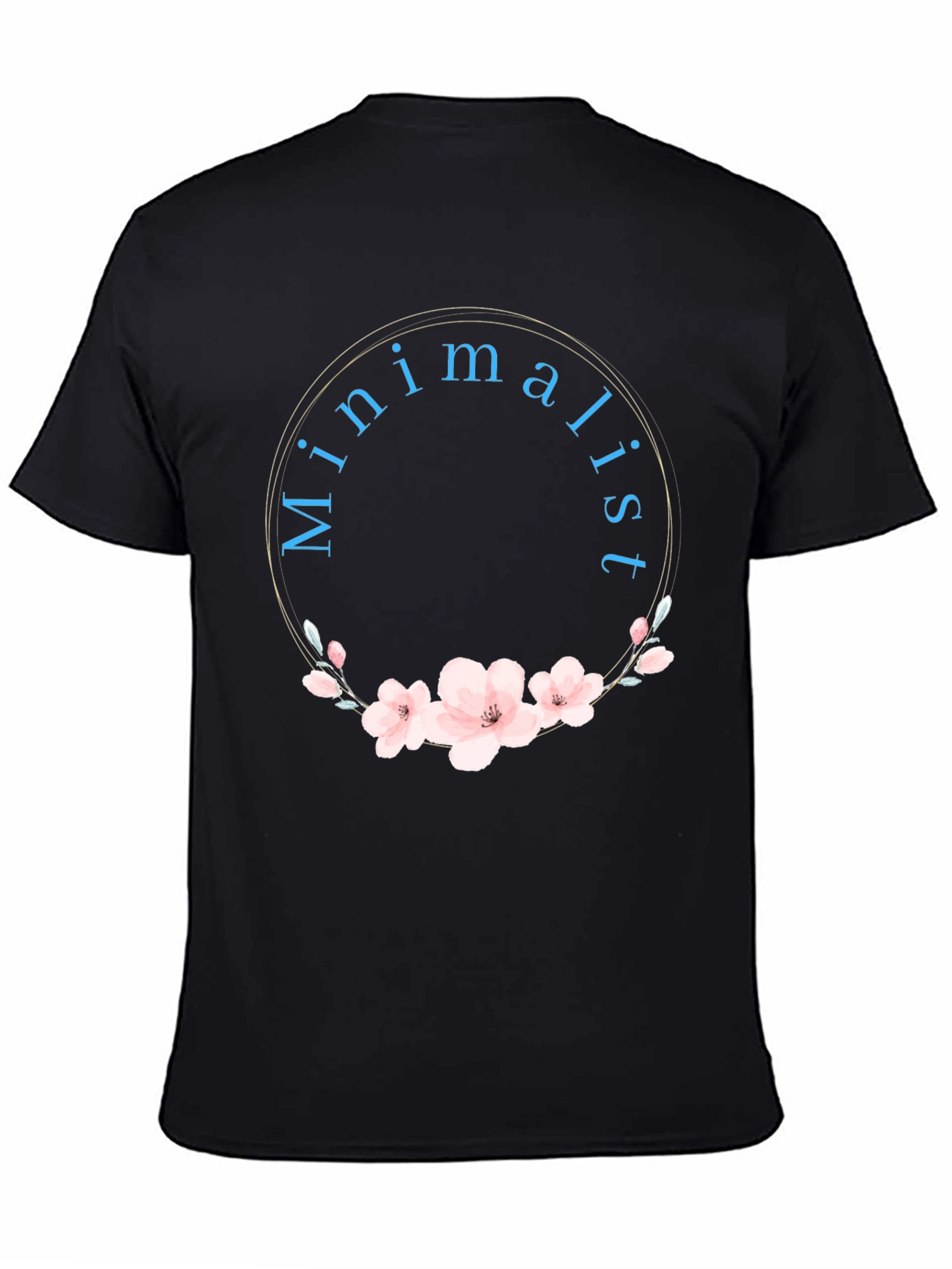Minimalist Floral Graphic Black T-Shirt