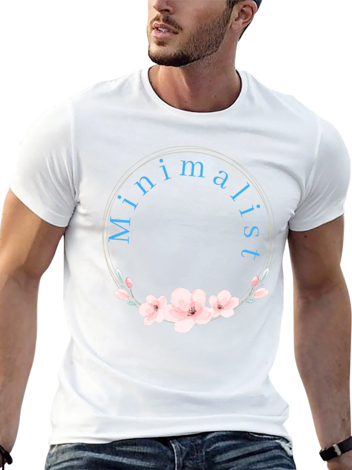 Minimalist Floral Graphic Black T-Shirt