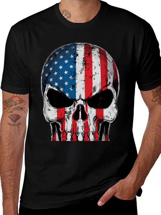 American Flag Skull Graphic T-Shirt