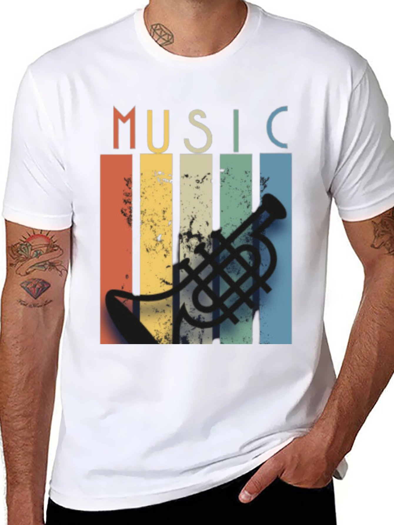 Retro Music Lover T-Shirt - Trumpet Design