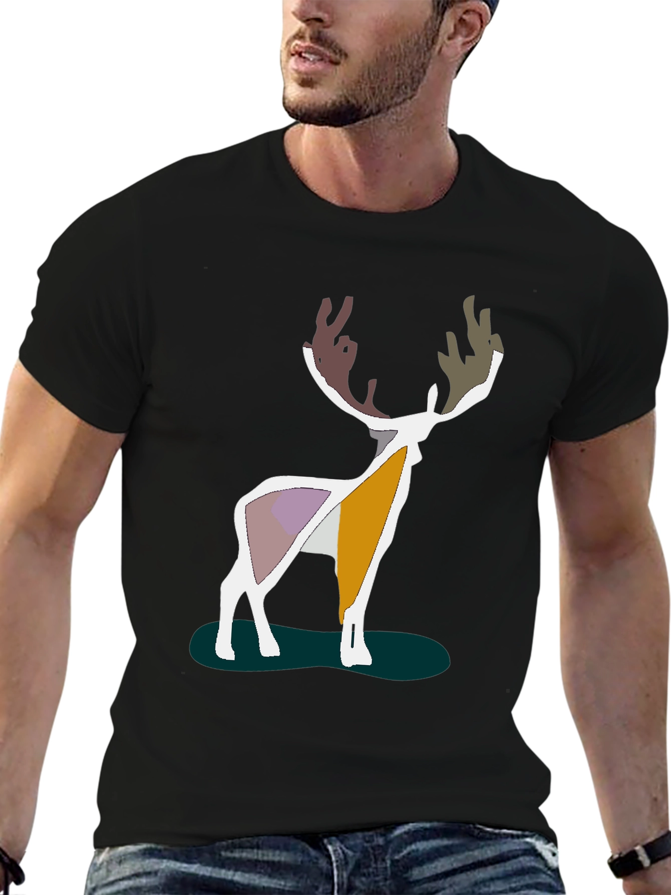 Modern Deer Graphic Tee - Artistic Menswear