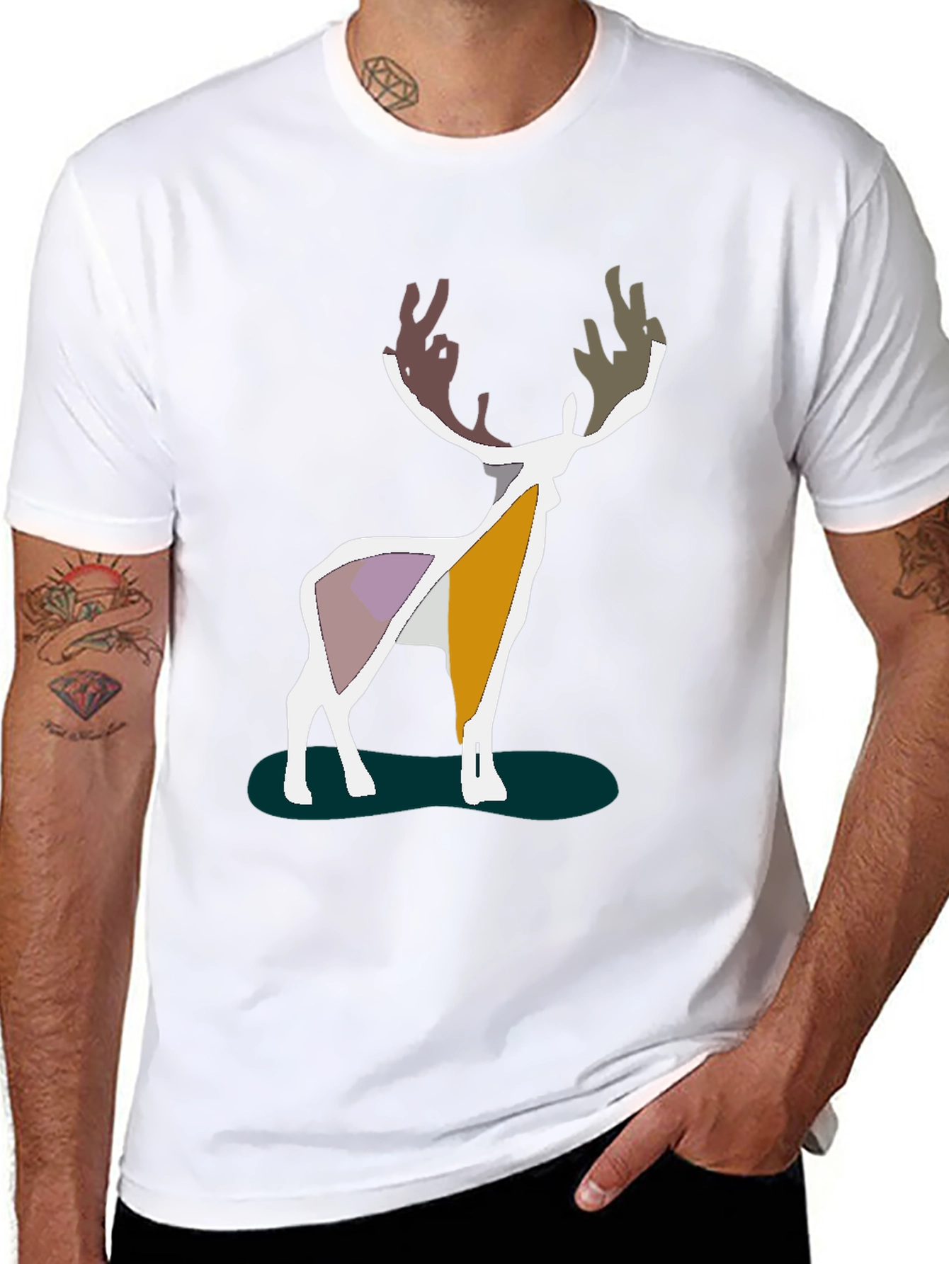 Modern Deer Graphic Tee - Artistic Menswear