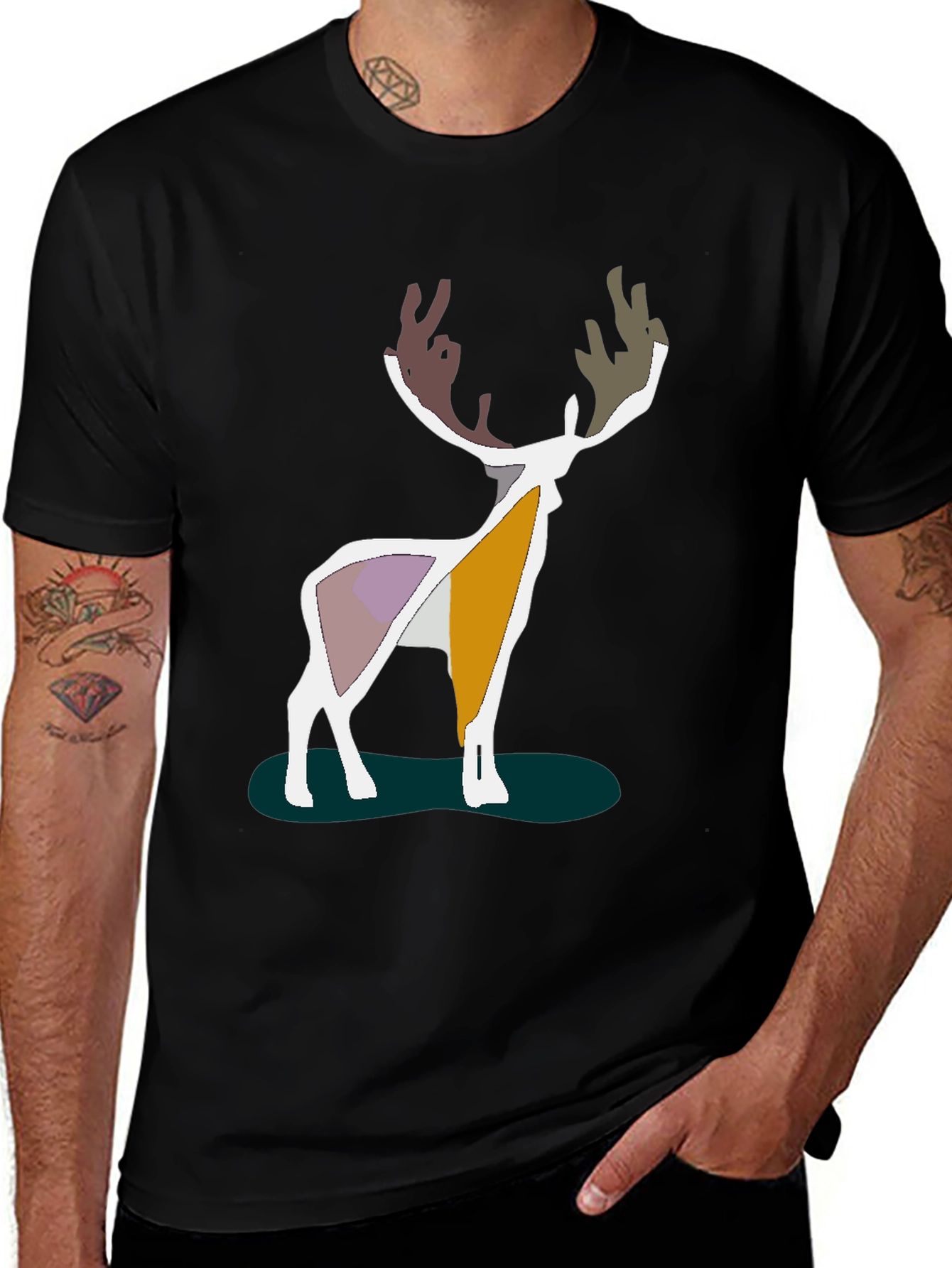 Modern Deer Graphic Tee - Artistic Menswear