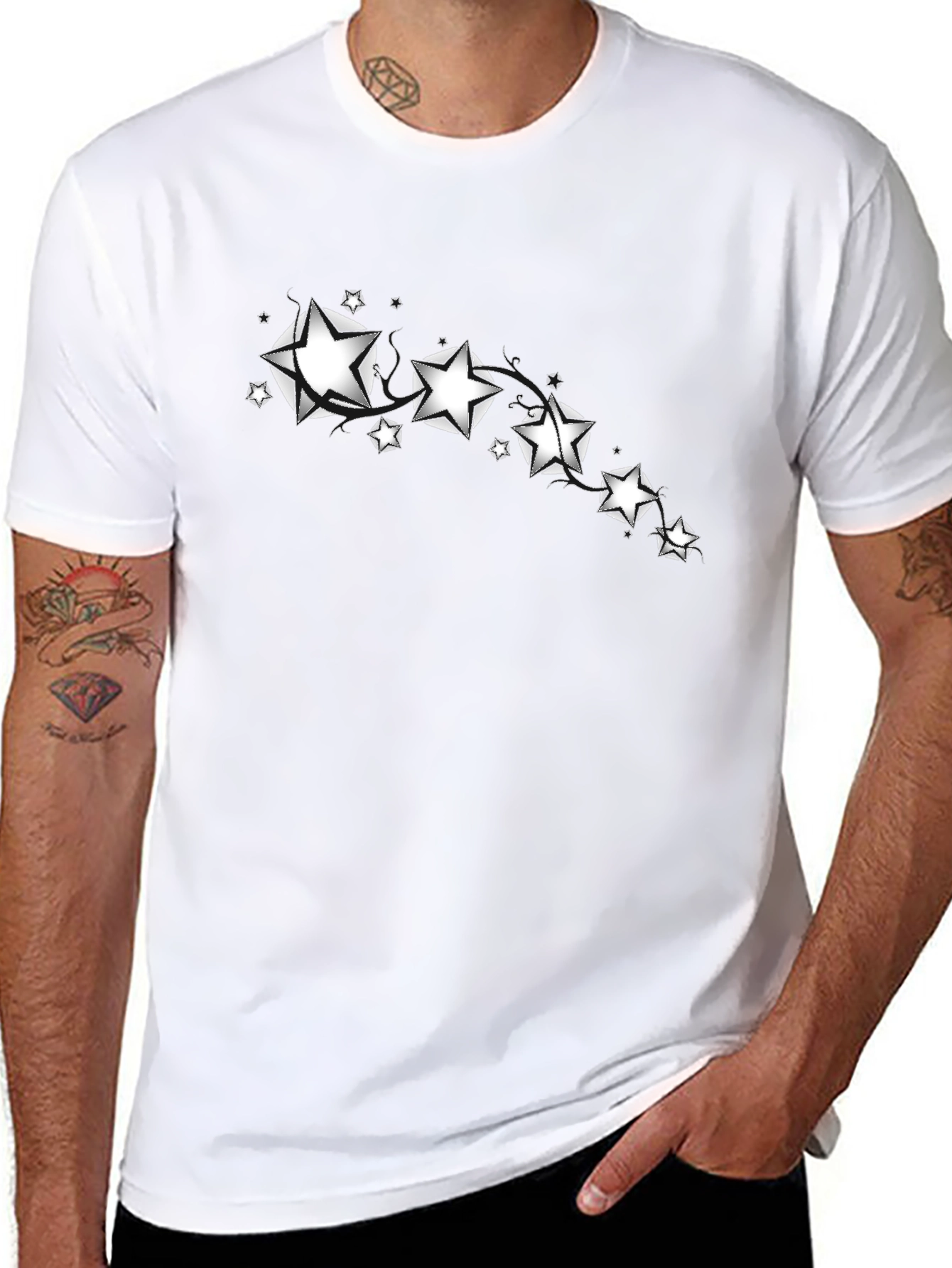Stylish Black Tee with Star Graphic