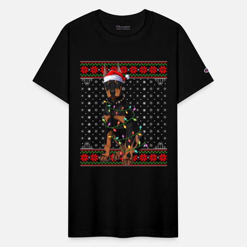 Doberman Dog Ugly Christmas Lights