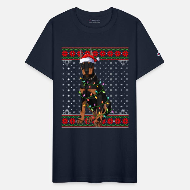 Doberman Dog Ugly Christmas Lights