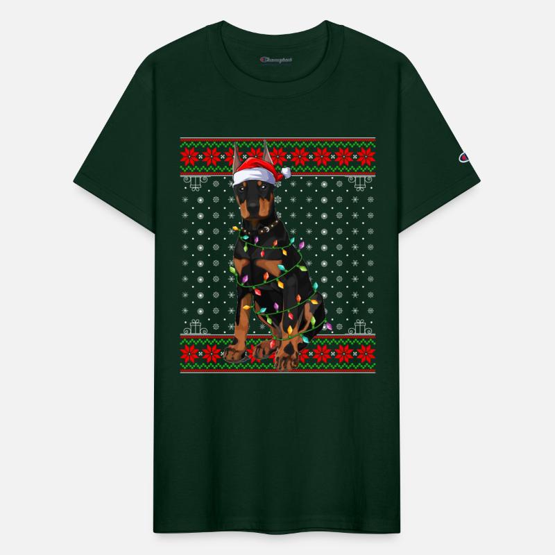 Doberman Dog Ugly Christmas Lights