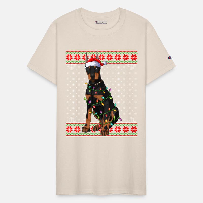 Doberman Dog Ugly Christmas Lights