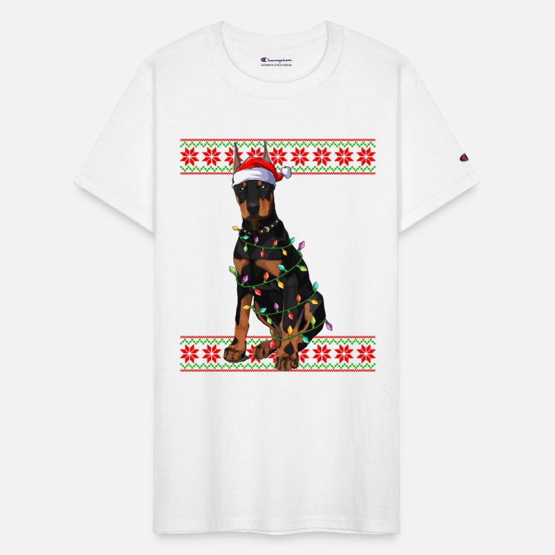 Doberman Dog Ugly Christmas Lights