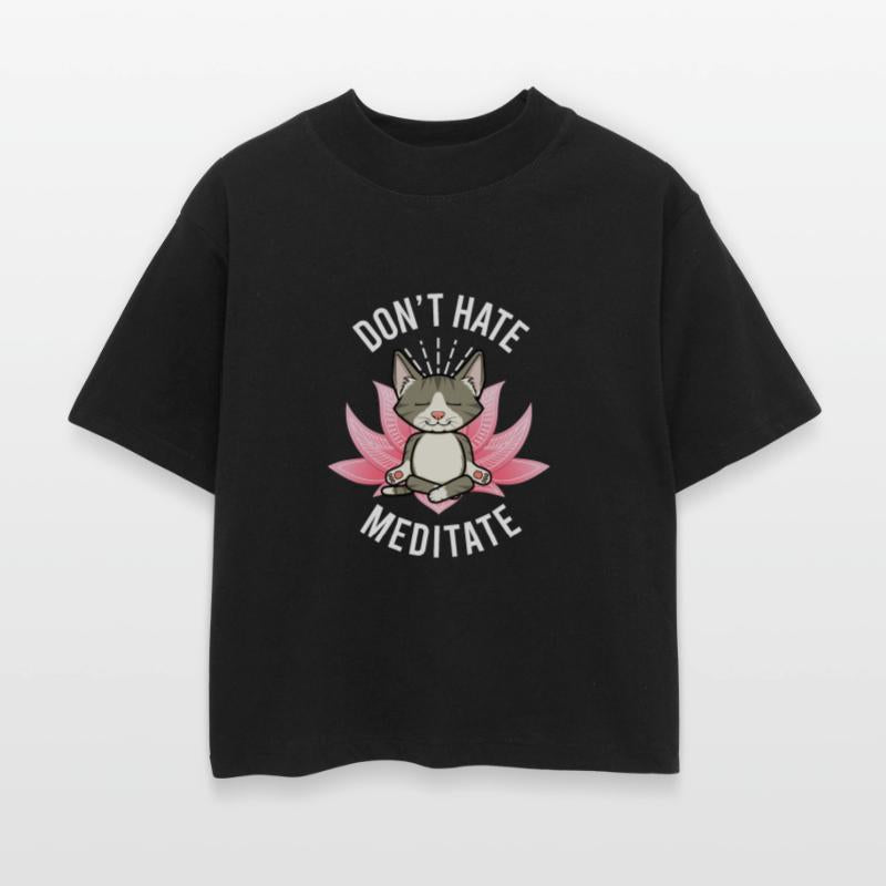 DONT HATE MEDITATE CAT YOGA DESIGN