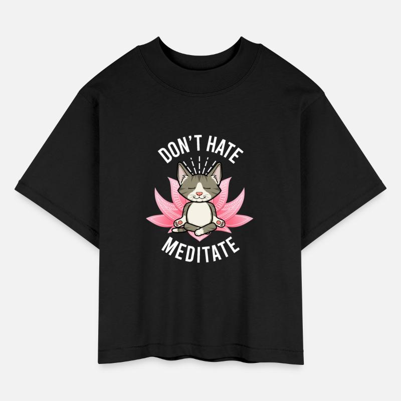 DONT HATE MEDITATE CAT YOGA DESIGN