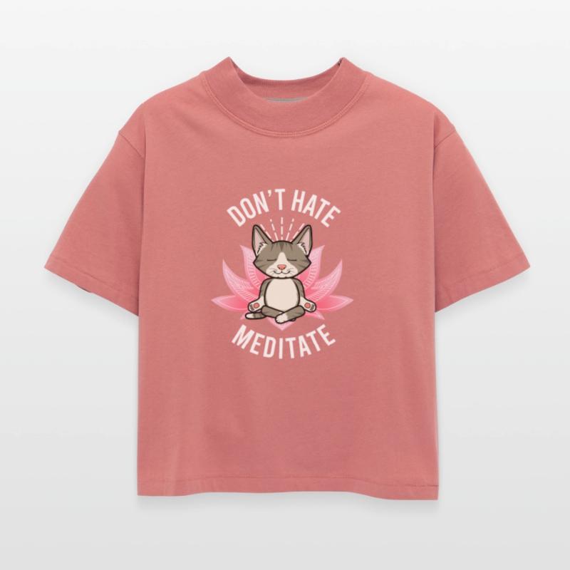 DONT HATE MEDITATE CAT YOGA DESIGN