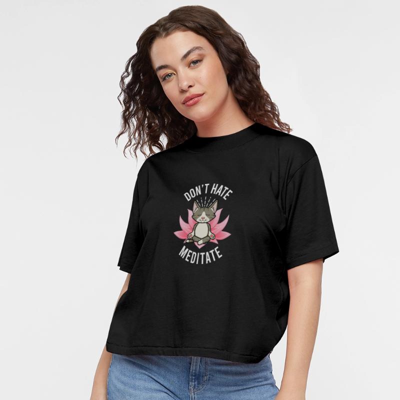 DONT HATE MEDITATE CAT YOGA DESIGN