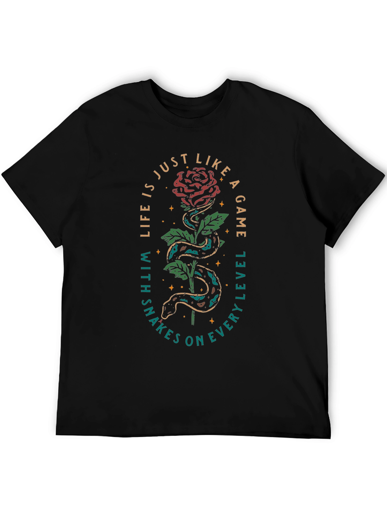 Rose and Snake Graphic T-Shirt