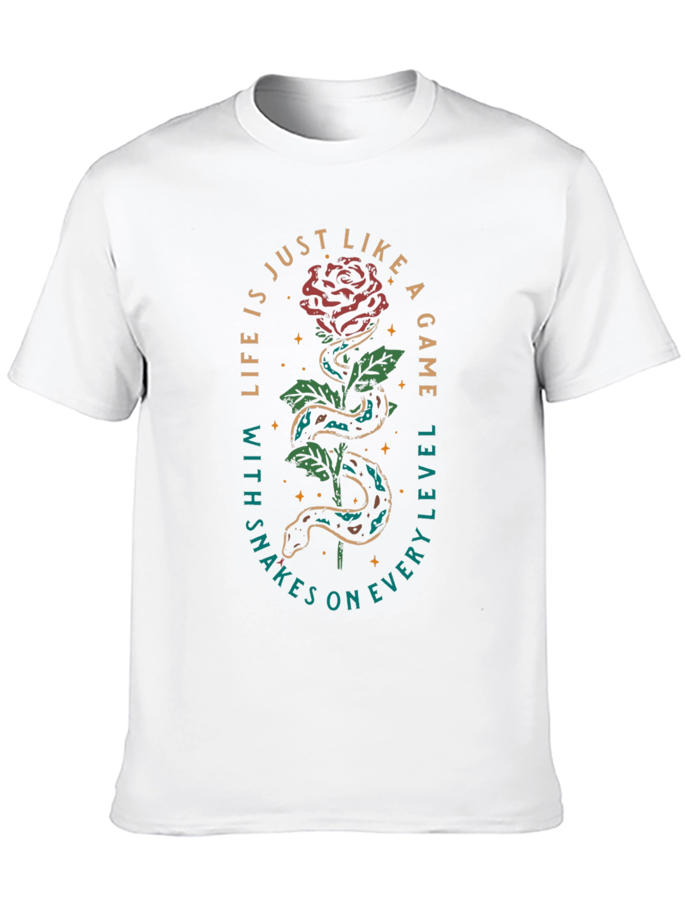 Rose and Snake Graphic T-Shirt
