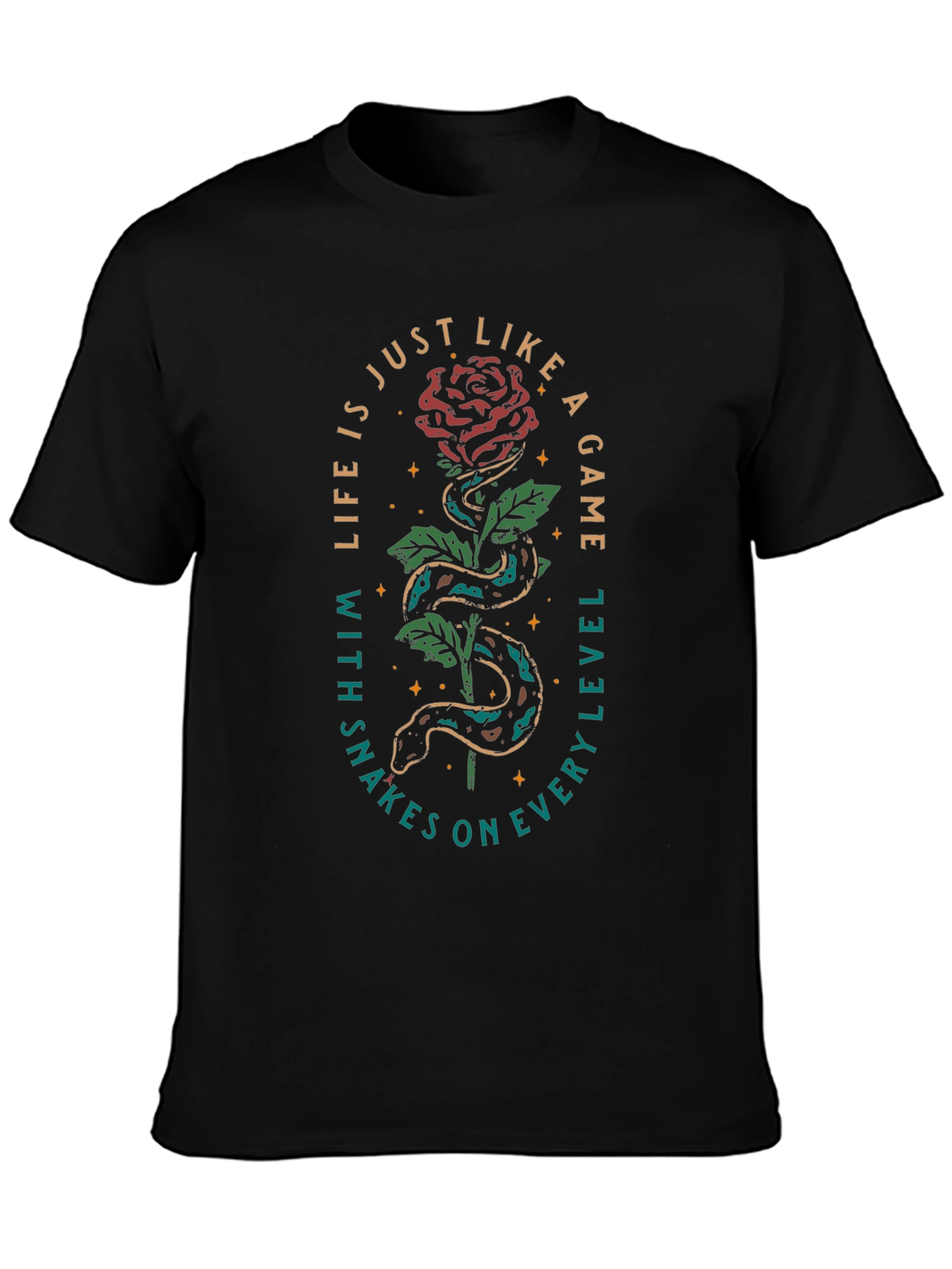 Rose and Snake Graphic T-Shirt