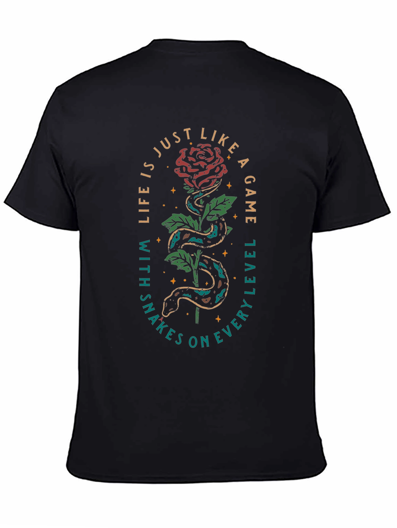 Rose and Snake Graphic T-Shirt