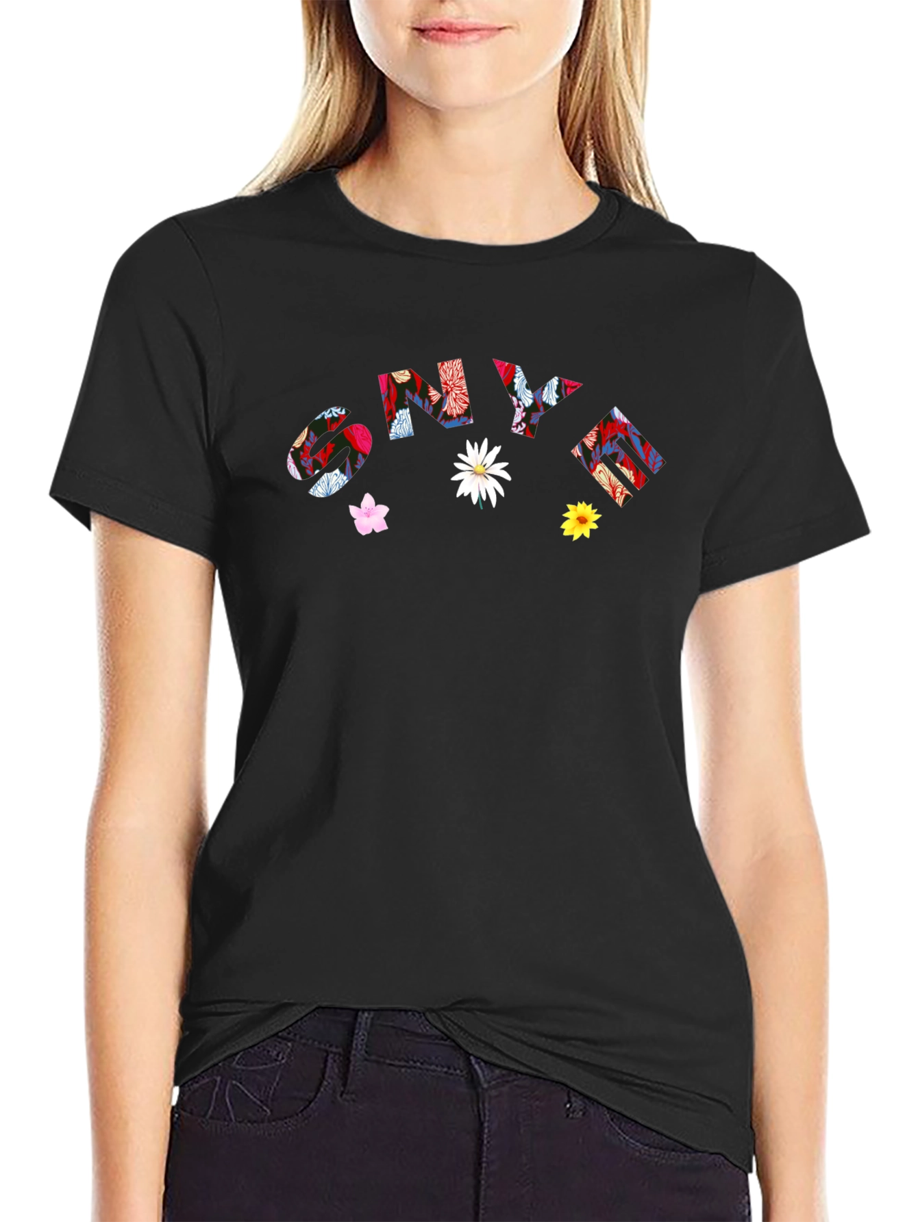 Floral Letter Print Tee