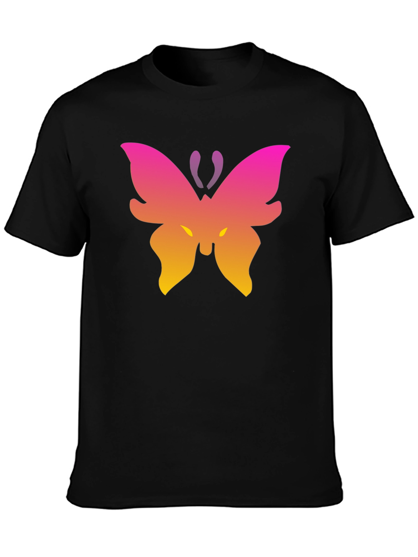 Gradient Butterfly Graphic Black T-Shirt