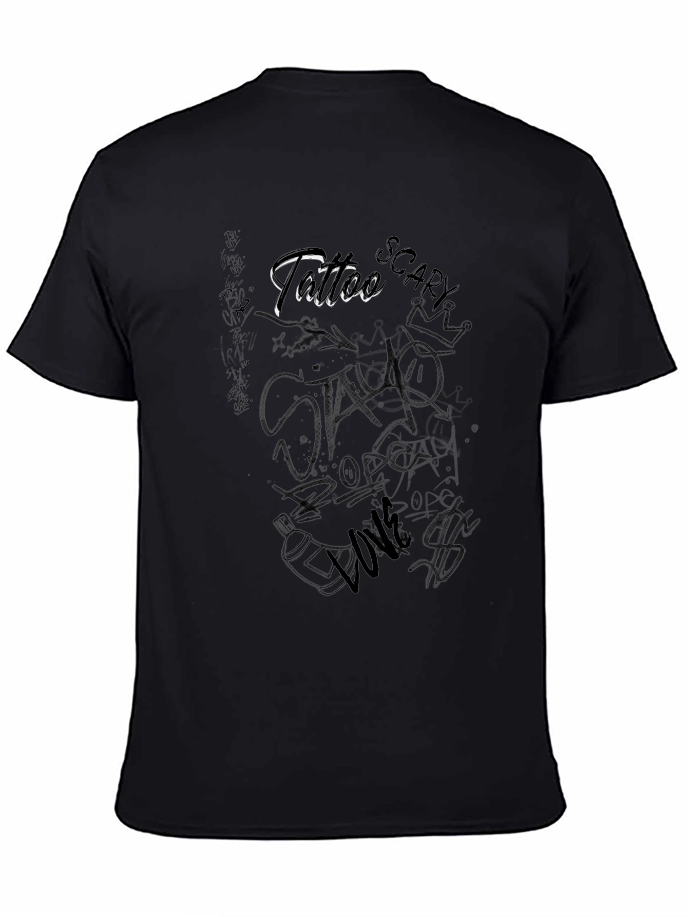 Black Graphic T-Shirt - Tattoo Style Print