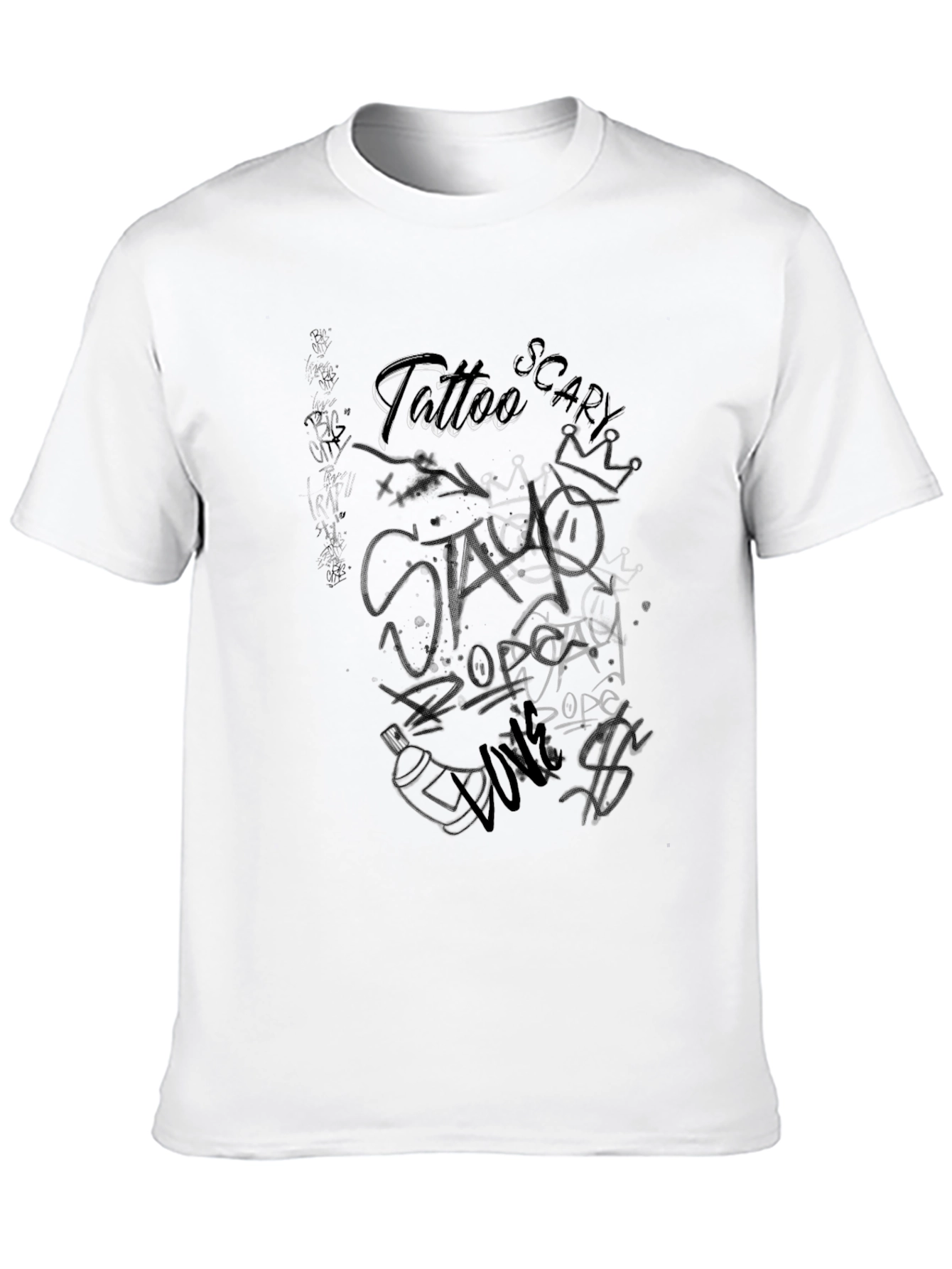 Black Graphic T-Shirt - Tattoo Style Print