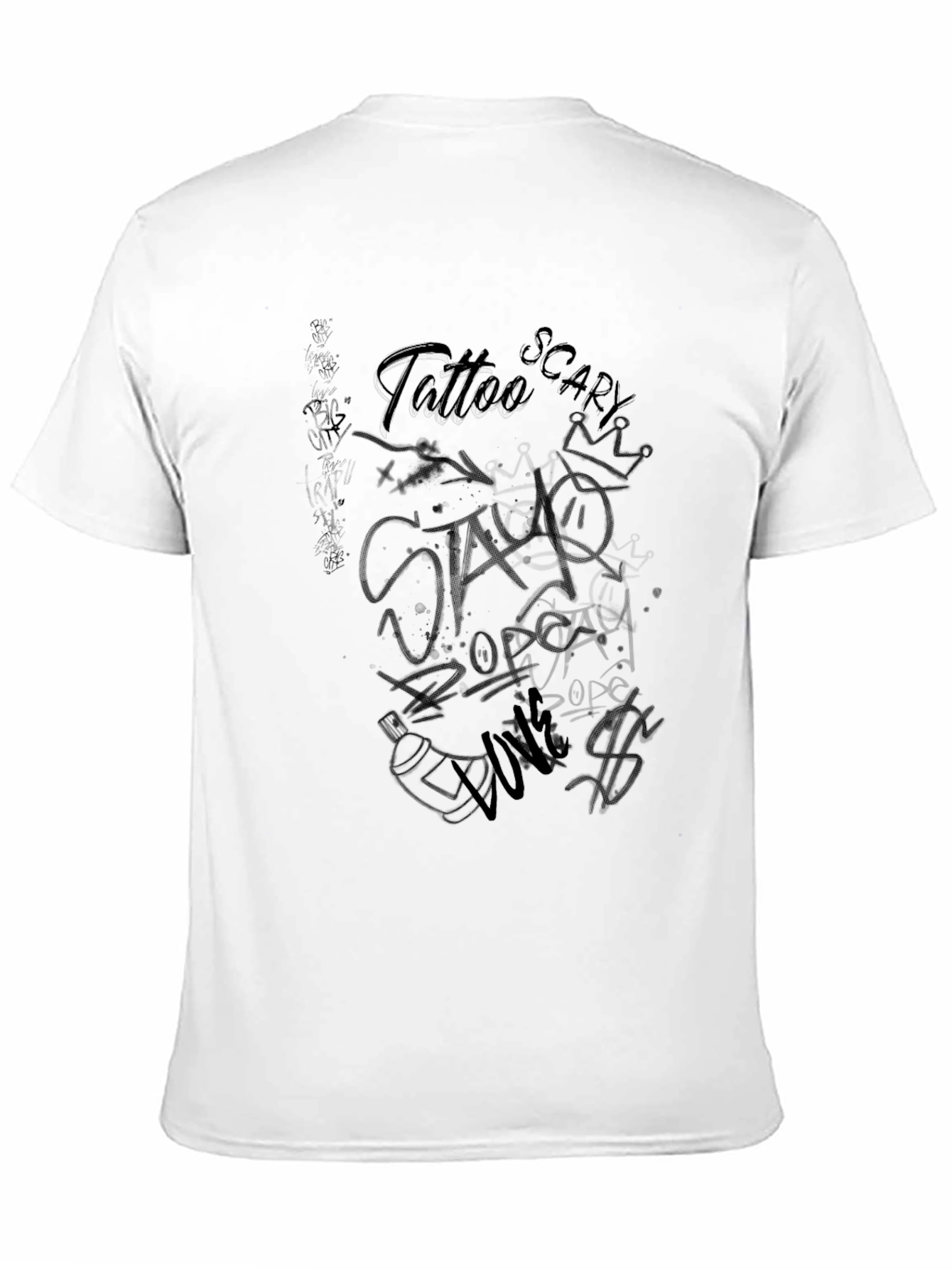 Black Graphic T-Shirt - Tattoo Style Print