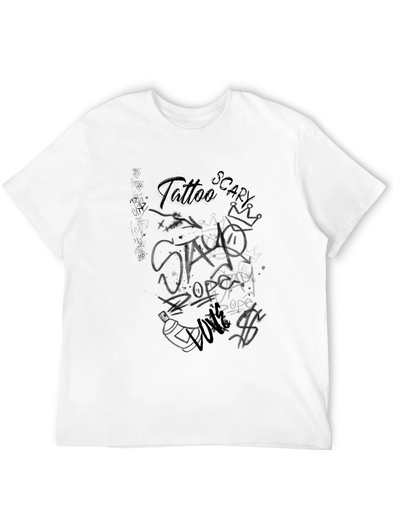 Black Graphic T-Shirt - Tattoo Style Print