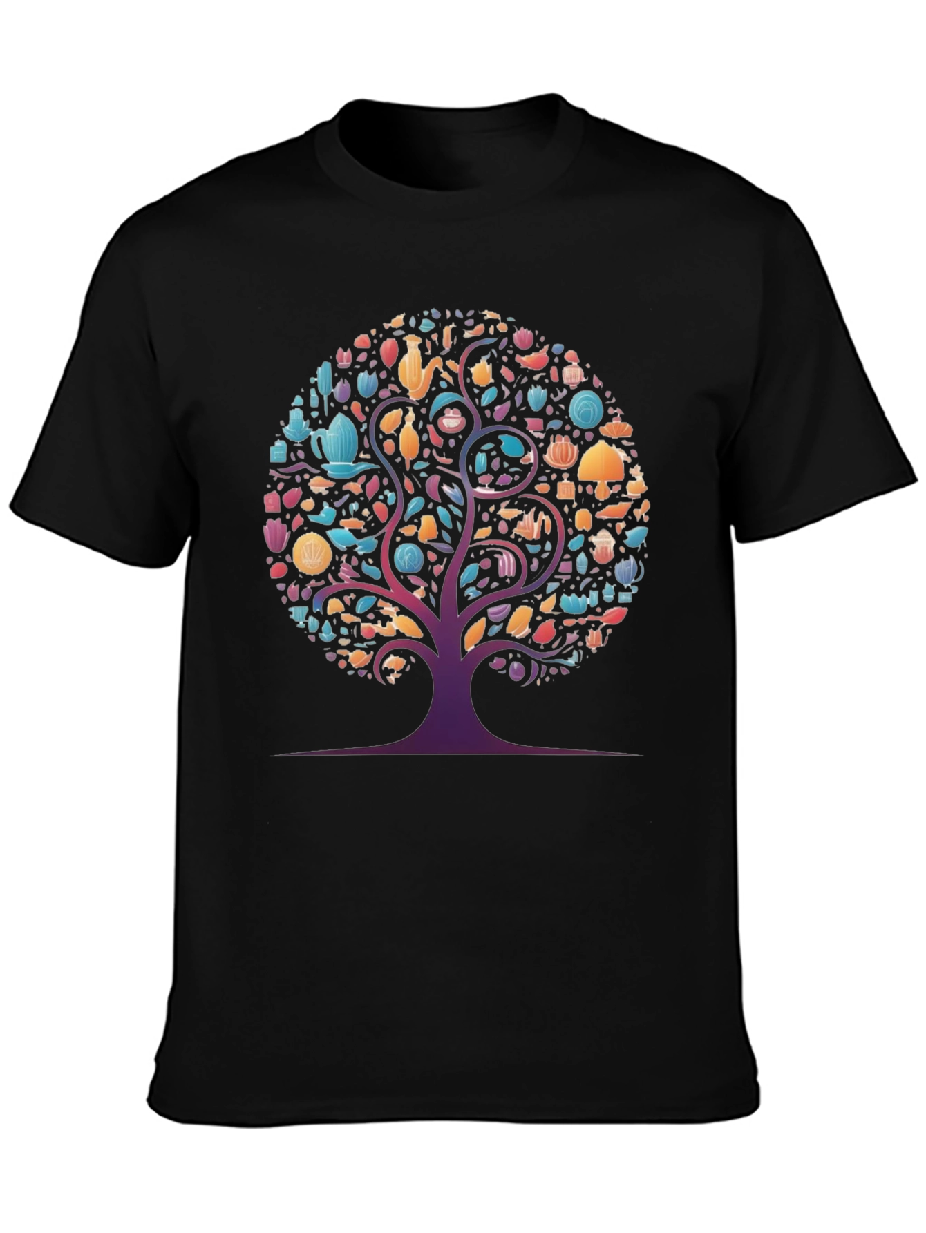 Whimsical Tree Graphic Tee - Black Cotton Comfort