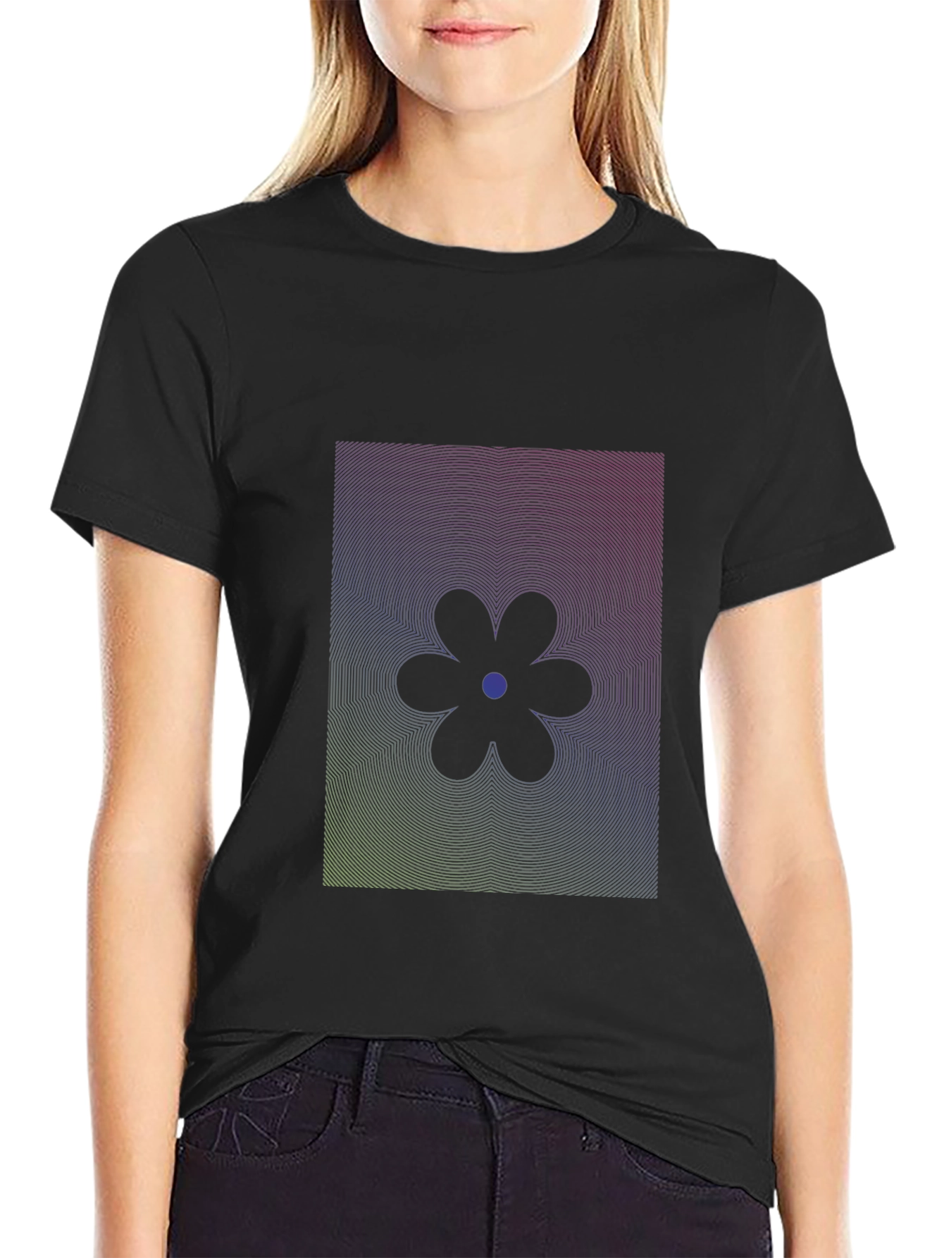 Abstract Flower Graphic Tee - Modern Design