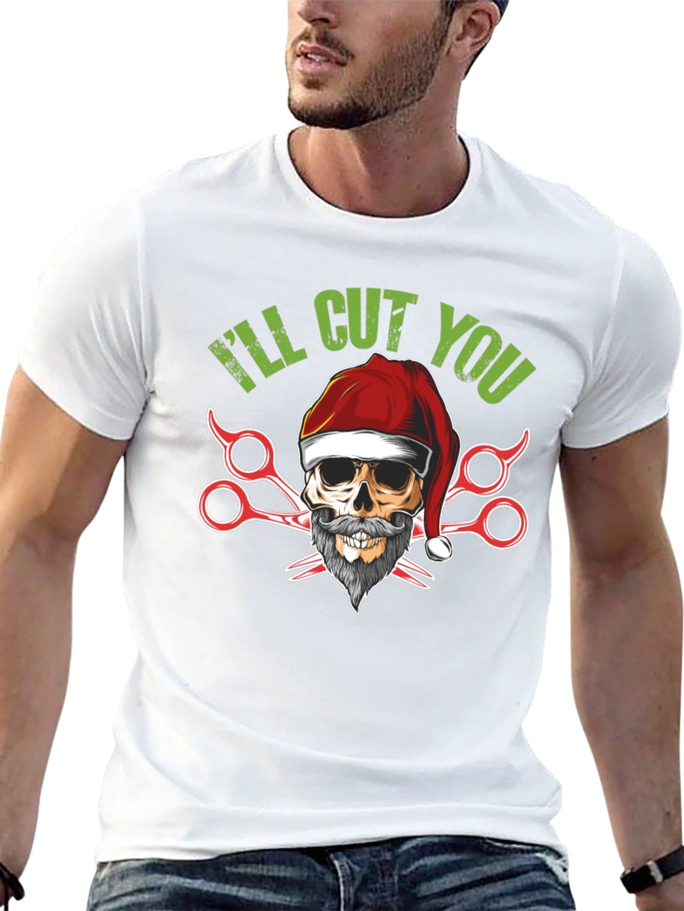 Skull Barber Christmas T-Shirt
